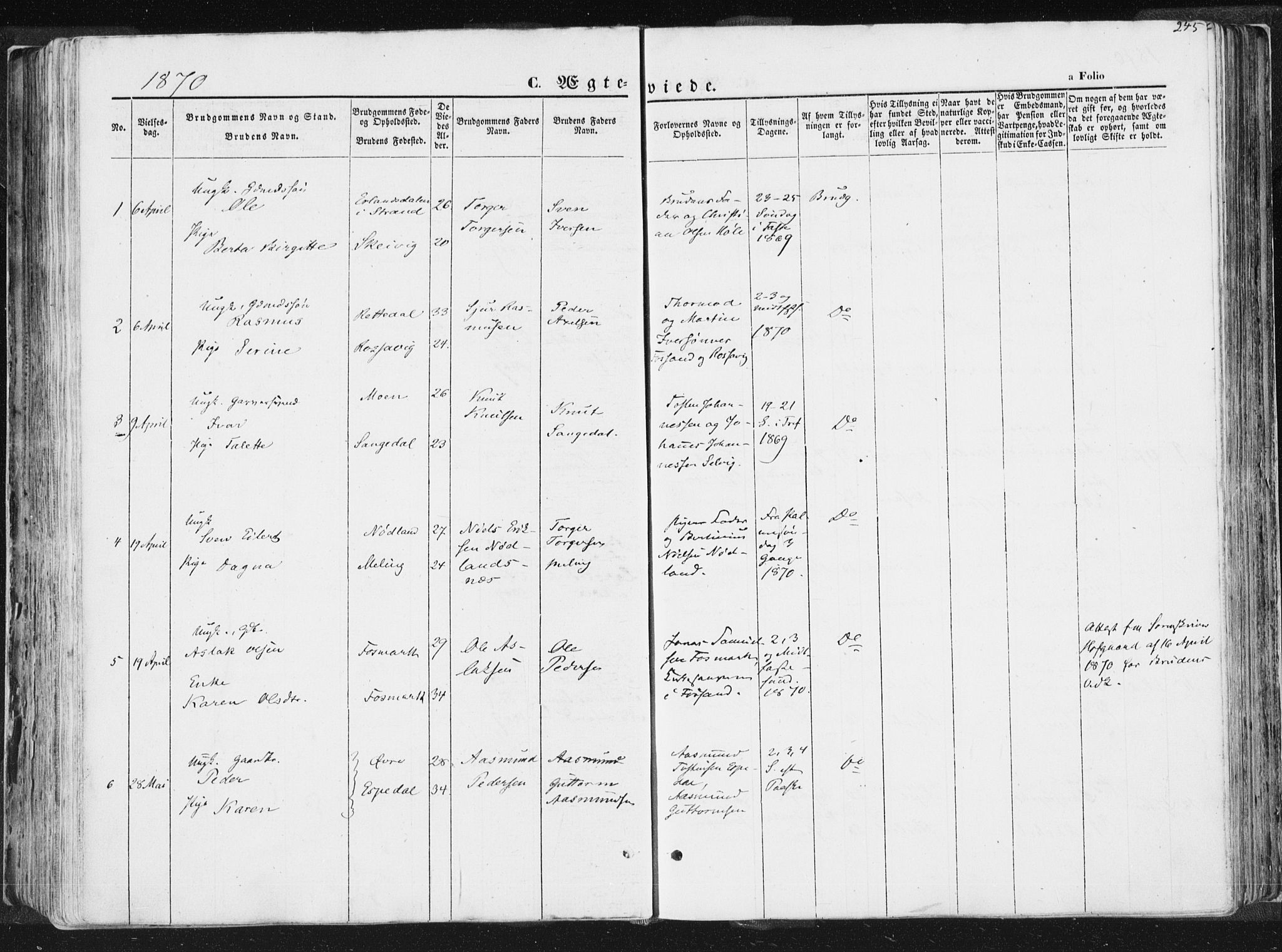 Høgsfjord sokneprestkontor, SAST/A-101624/H/Ha/Haa/L0001: Ministerialbok nr. A 1, 1854-1875, s. 245
