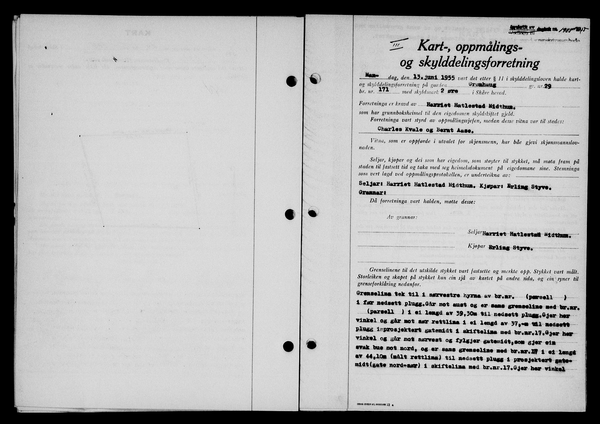 Karmsund sorenskriveri, SAST/A-100311/01/II/IIB/L0116: Pantebok nr. 96A, 1955-1955, Dagboknr: 1985/1955