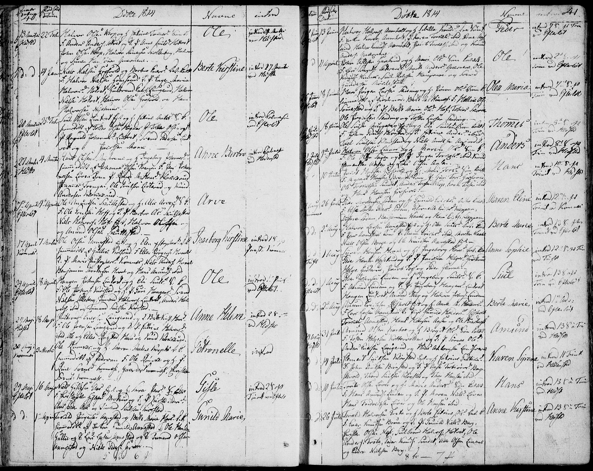 Sandsvær kirkebøker, AV/SAKO-A-244/F/Fa/L0003: Ministerialbok nr. I 3, 1809-1817, s. 40-41