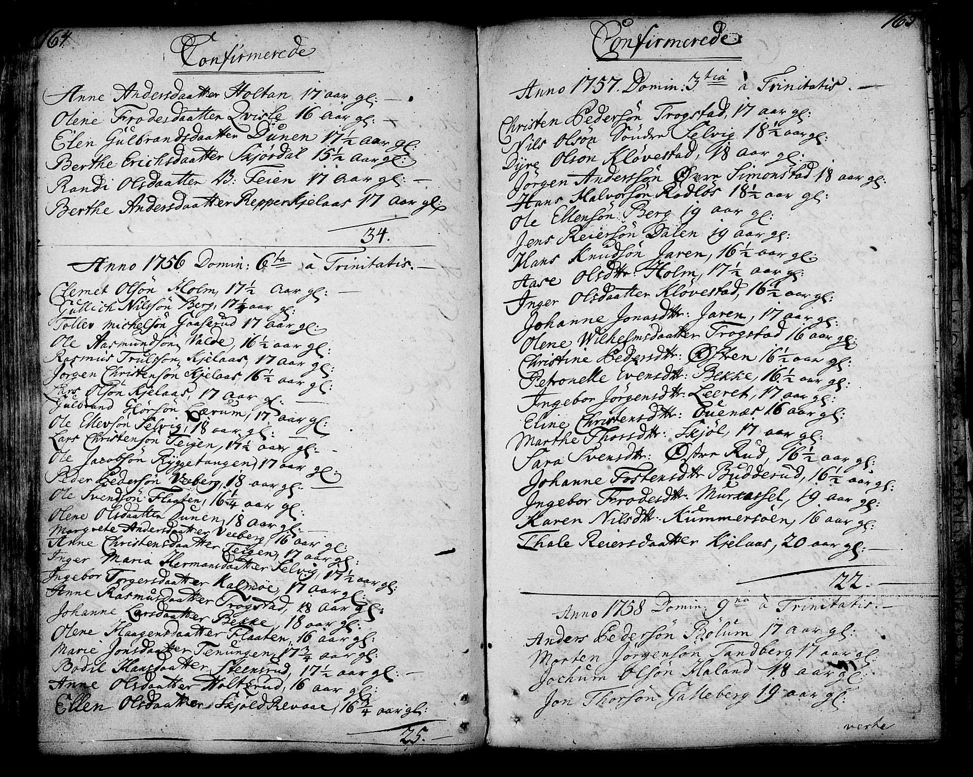Sande Kirkebøker, SAKO/A-53/F/Fa/L0001: Ministerialbok nr. 1, 1753-1803, s. 164-165