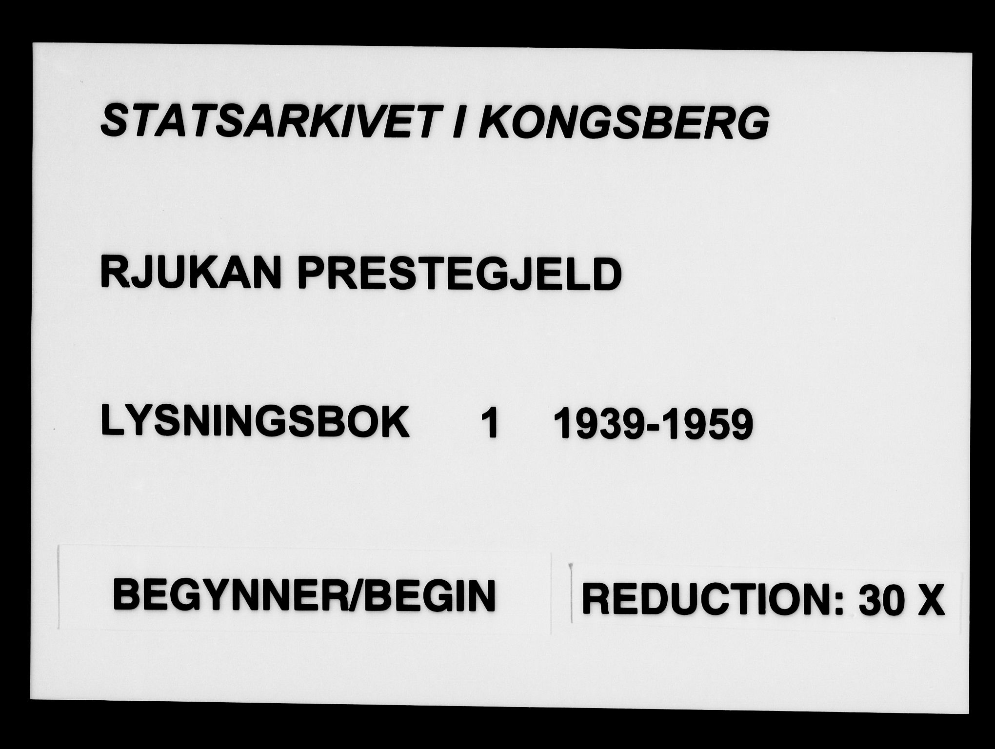 Rjukan kirkebøker, AV/SAKO-A-294/H/Ha/L0001: Lysningsprotokoll nr. 1, 1939-1959