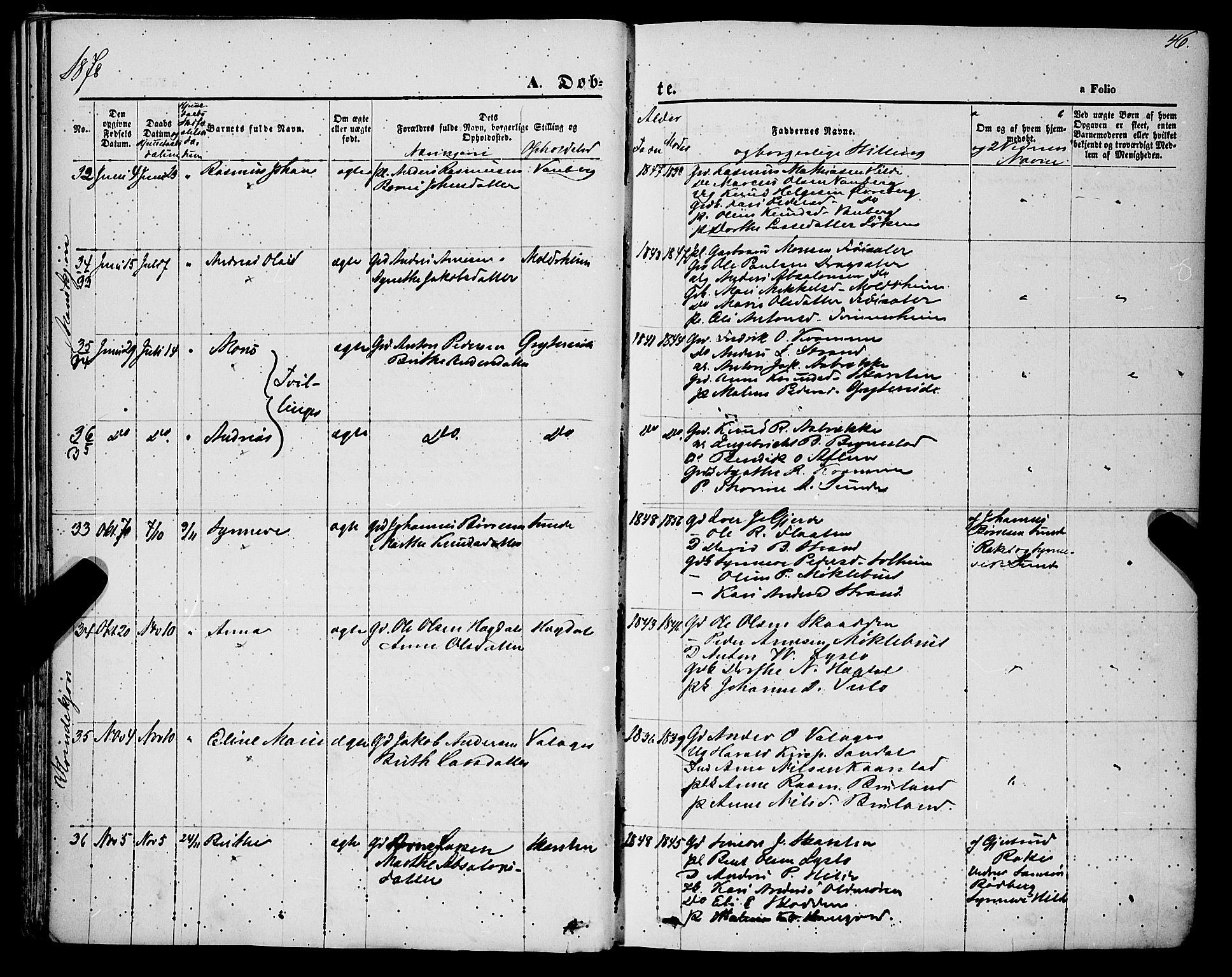 Innvik sokneprestembete, AV/SAB-A-80501: Ministerialbok nr. A 6, 1865-1878, s. 46