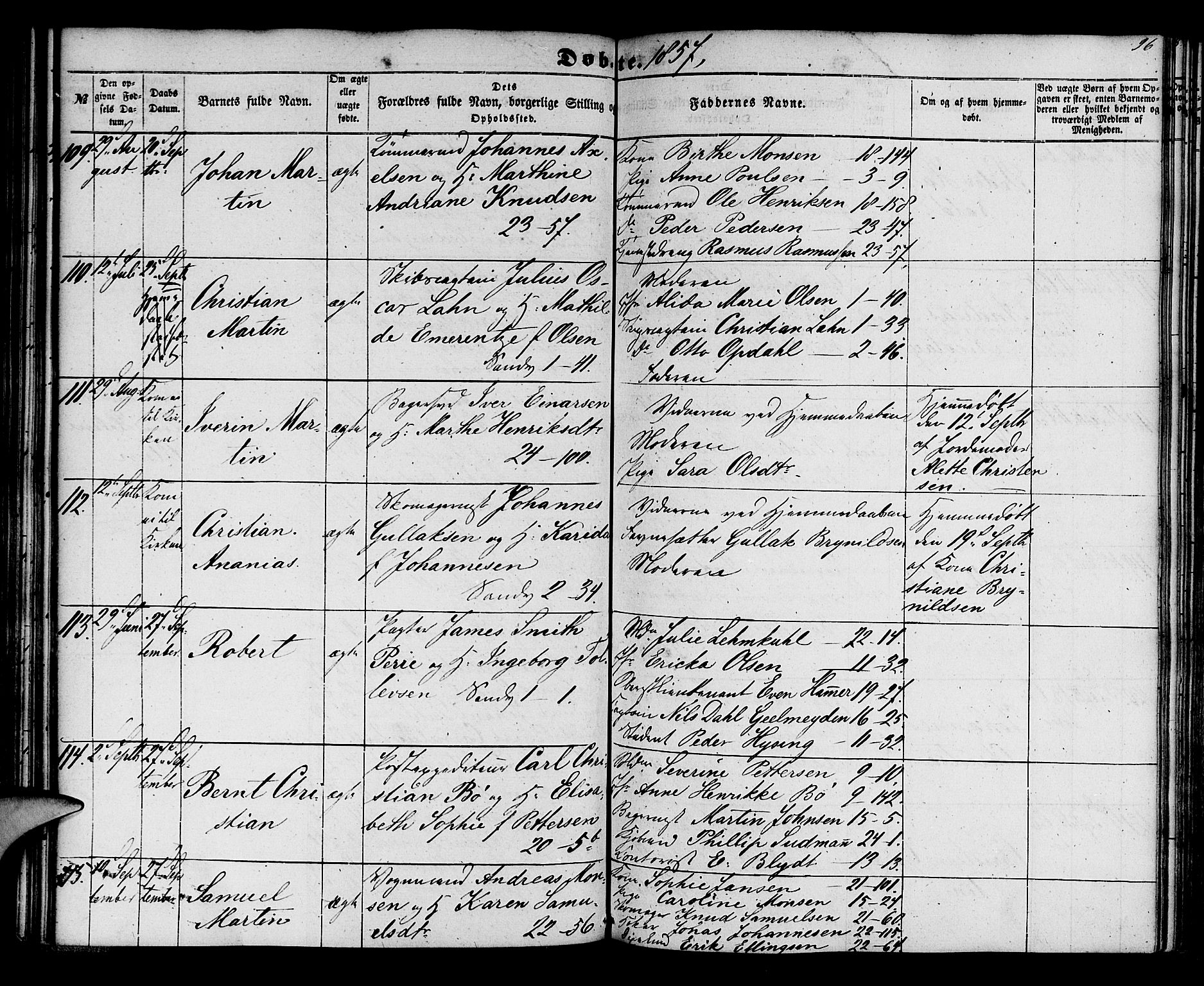 Korskirken sokneprestembete, AV/SAB-A-76101/H/Hab: Klokkerbok nr. B 3, 1853-1858, s. 96