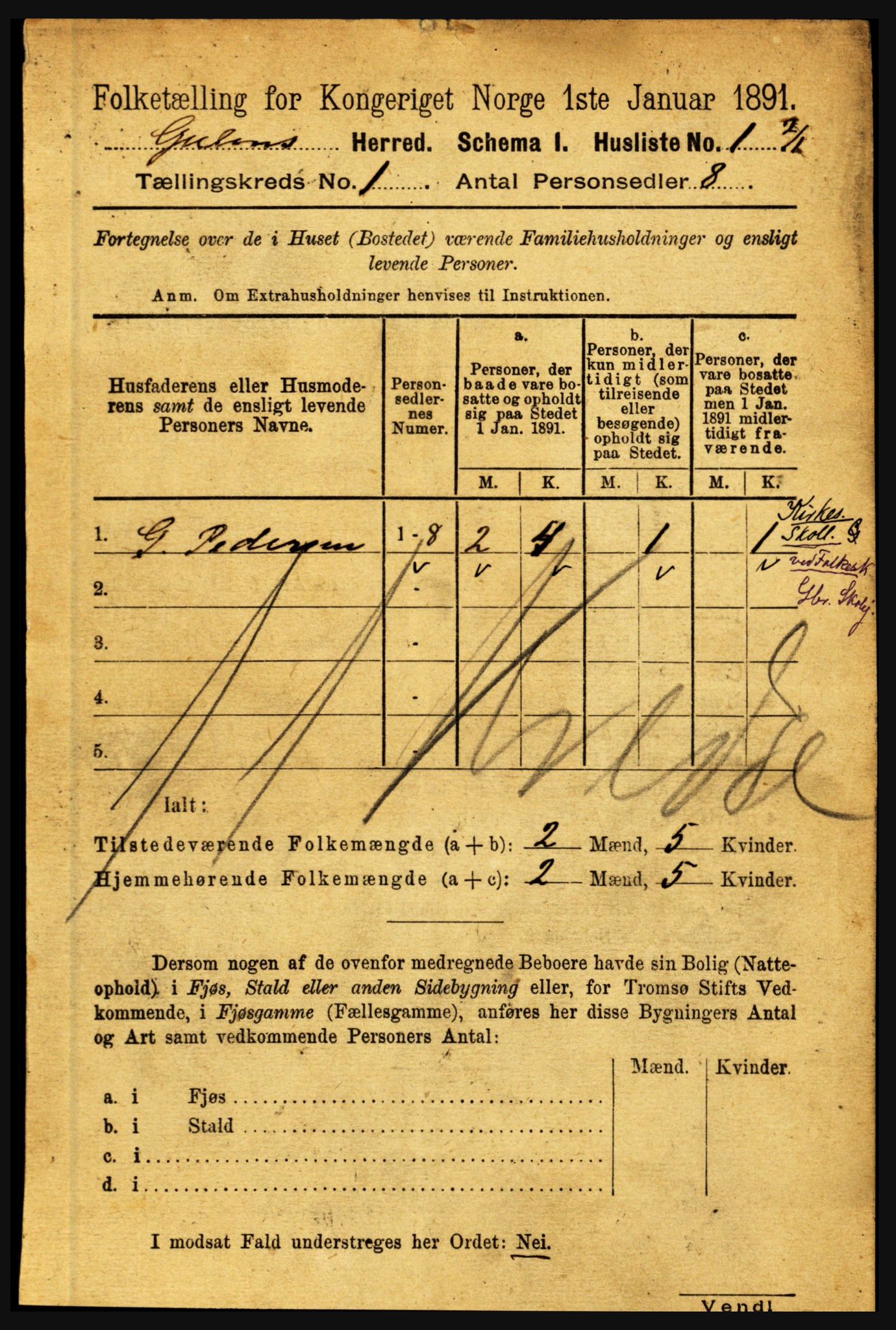 RA, Folketelling 1891 for 1411 Gulen herred, 1891, s. 29