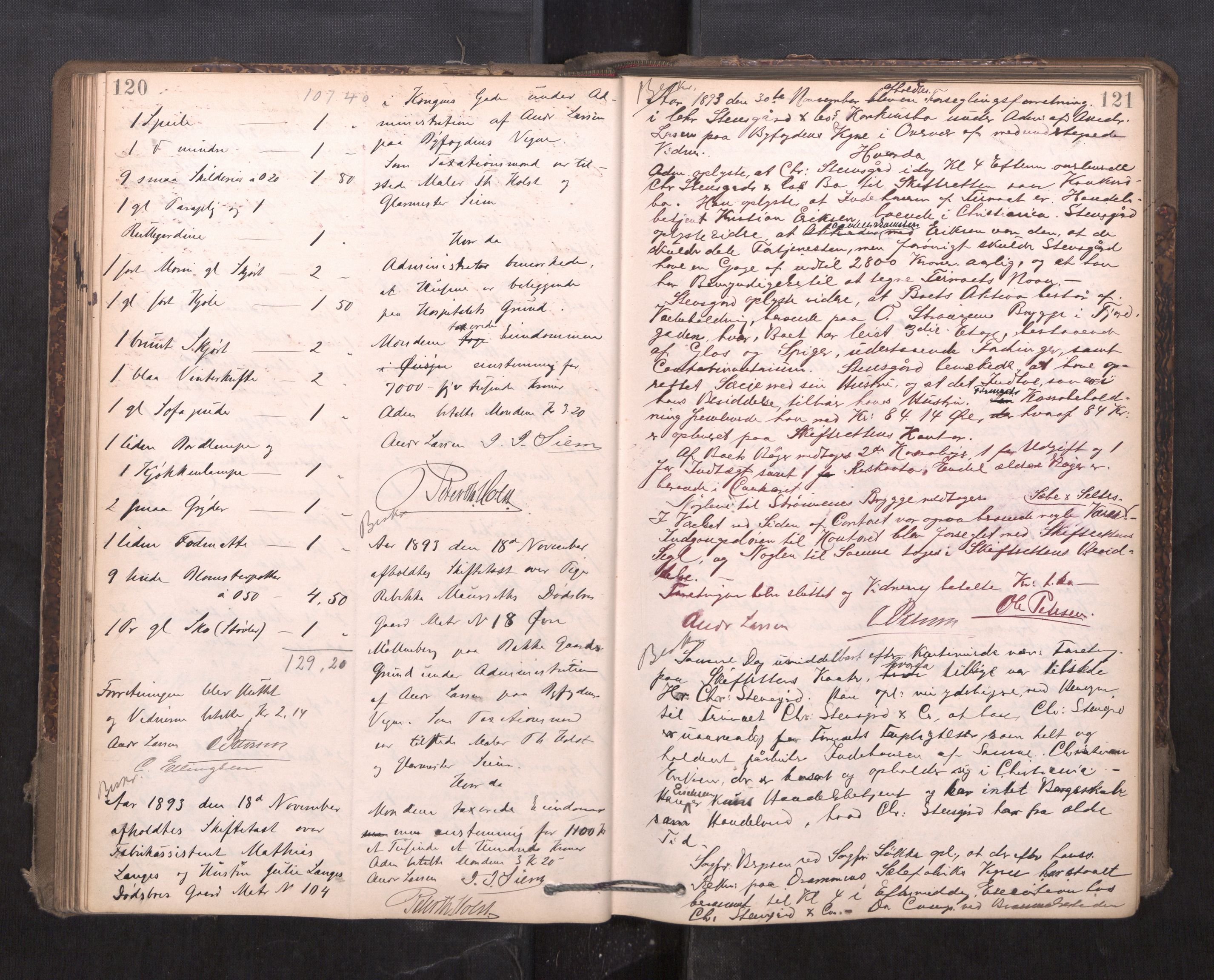Trondheim byfogd, AV/SAT-A-0003/1/3/3C/L0015: Skifteregistreringsprotokoll - 24/2-21/3 (u/ register), 1893-1899, s. 120-121