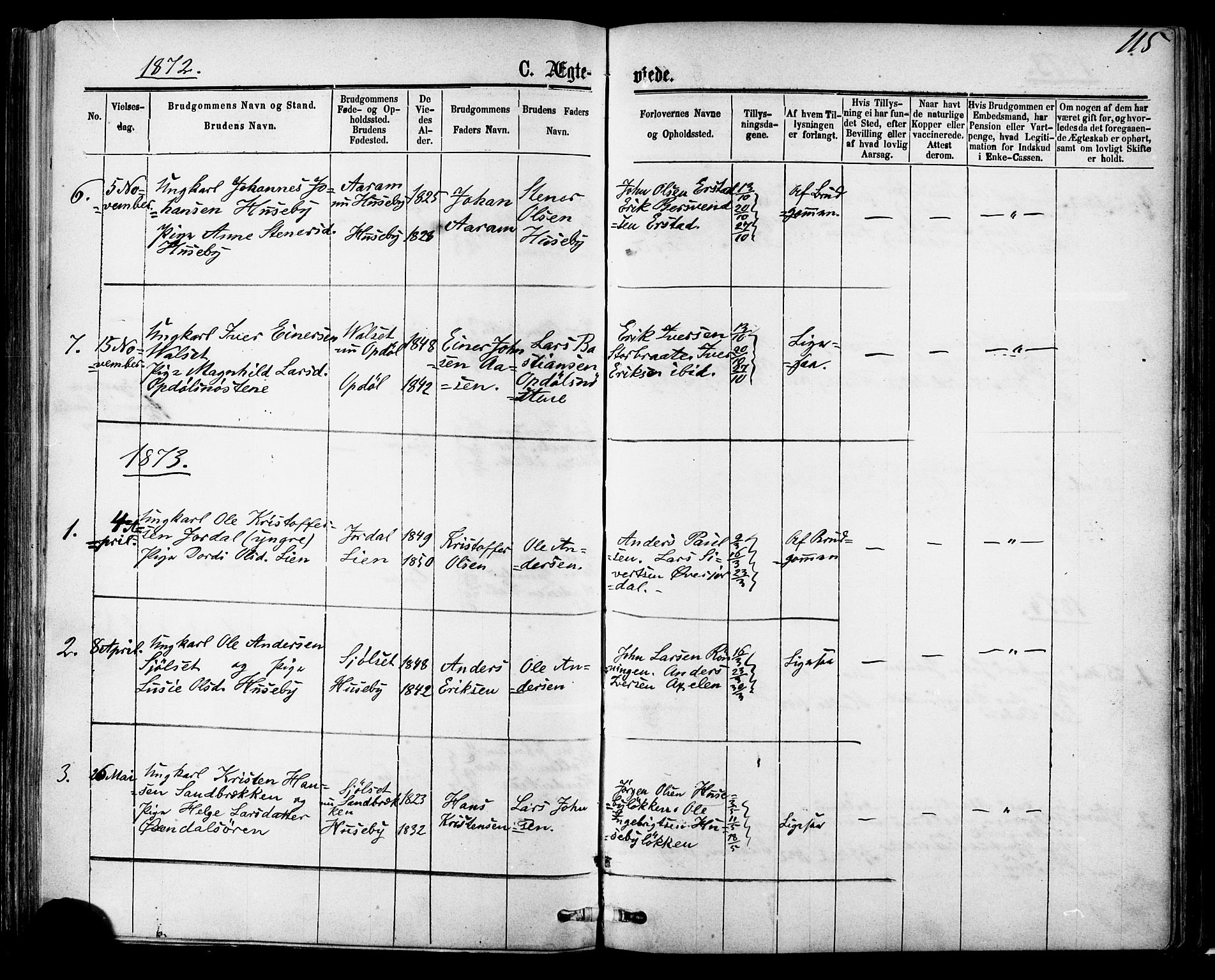 Ministerialprotokoller, klokkerbøker og fødselsregistre - Møre og Romsdal, SAT/A-1454/588/L1005: Ministerialbok nr. 588A02, 1871-1885, s. 115