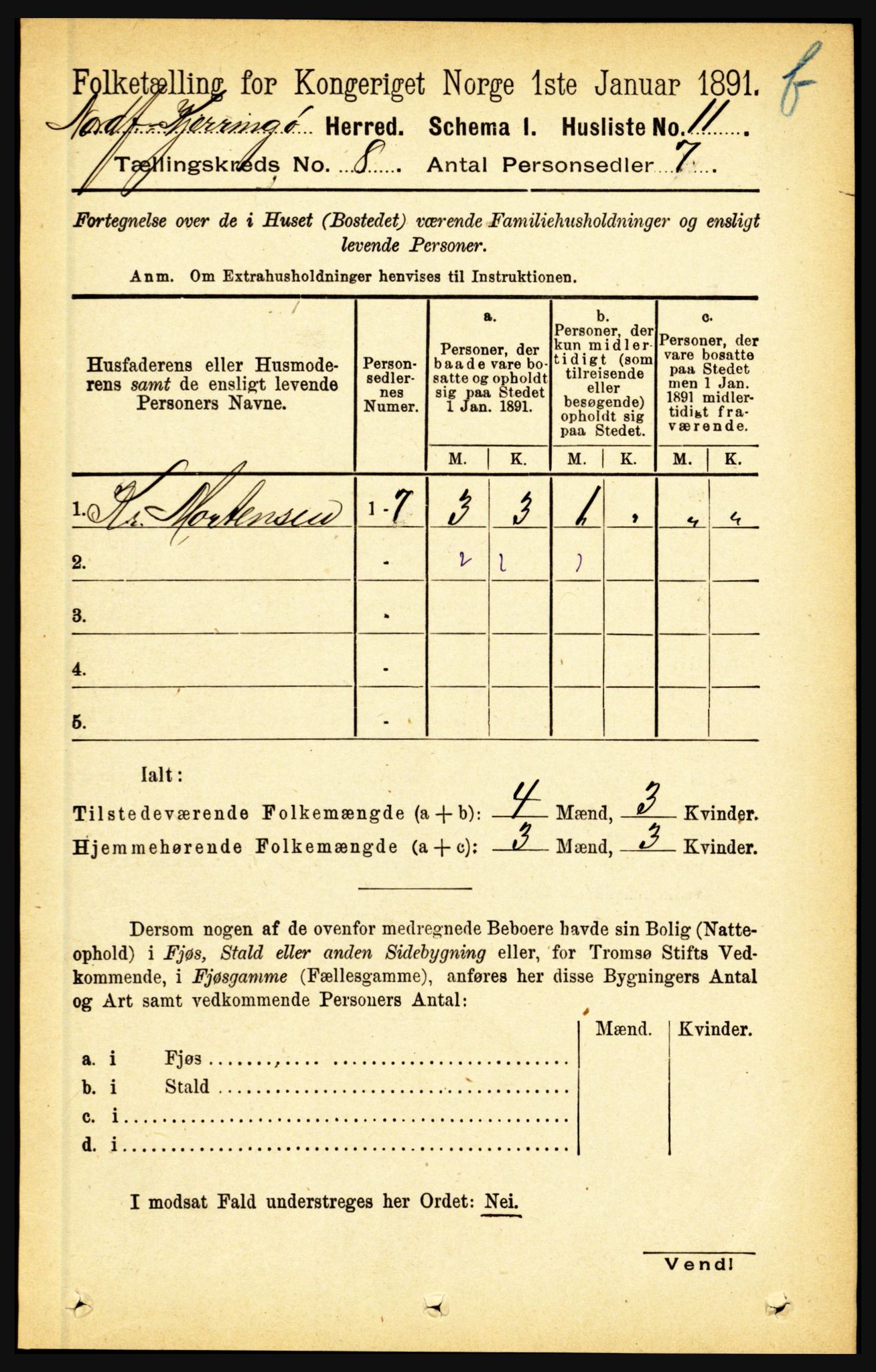 RA, Folketelling 1891 for 1846 Nordfold-Kjerringøy herred, 1891, s. 1926