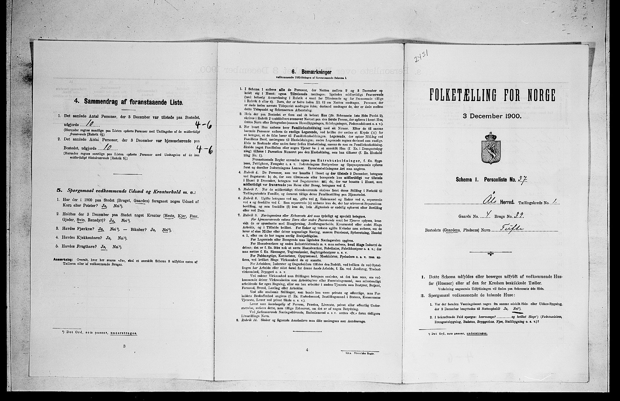 RA, Folketelling 1900 for 0619 Ål herred, 1900, s. 179