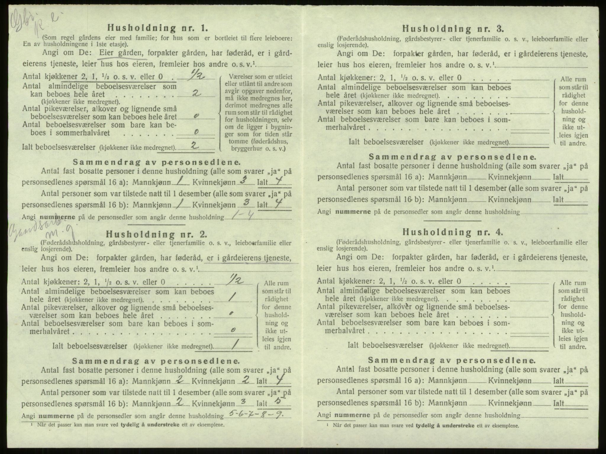 SAB, Folketelling 1920 for 1250 Haus herred, 1920, s. 419