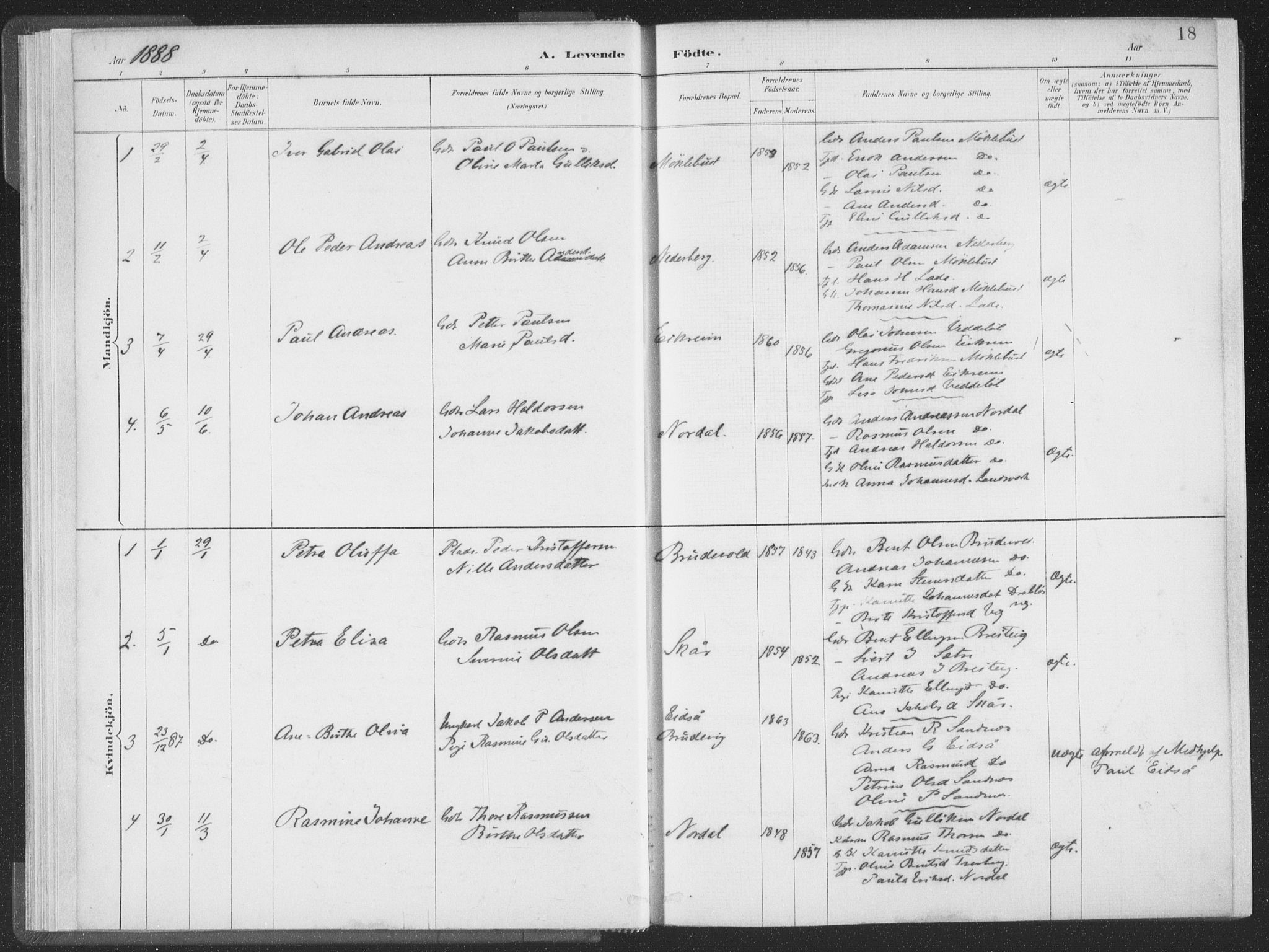 Ministerialprotokoller, klokkerbøker og fødselsregistre - Møre og Romsdal, SAT/A-1454/502/L0025: Ministerialbok nr. 502A03, 1885-1909, s. 18