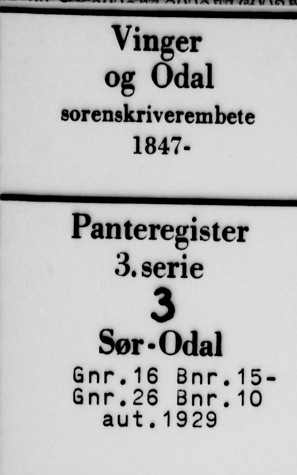 Vinger og Odal sorenskriveri, SAH/TING-022/H/Ha/Hac/Haca/L0003: Panteregister nr. 3.3, 1929