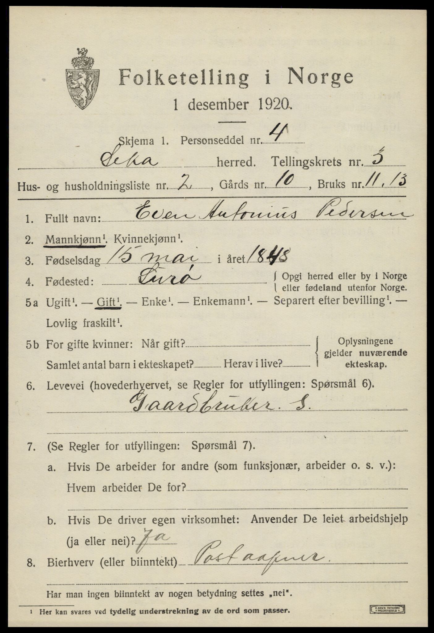 SAT, Folketelling 1920 for 1755 Leka herred, 1920, s. 1073