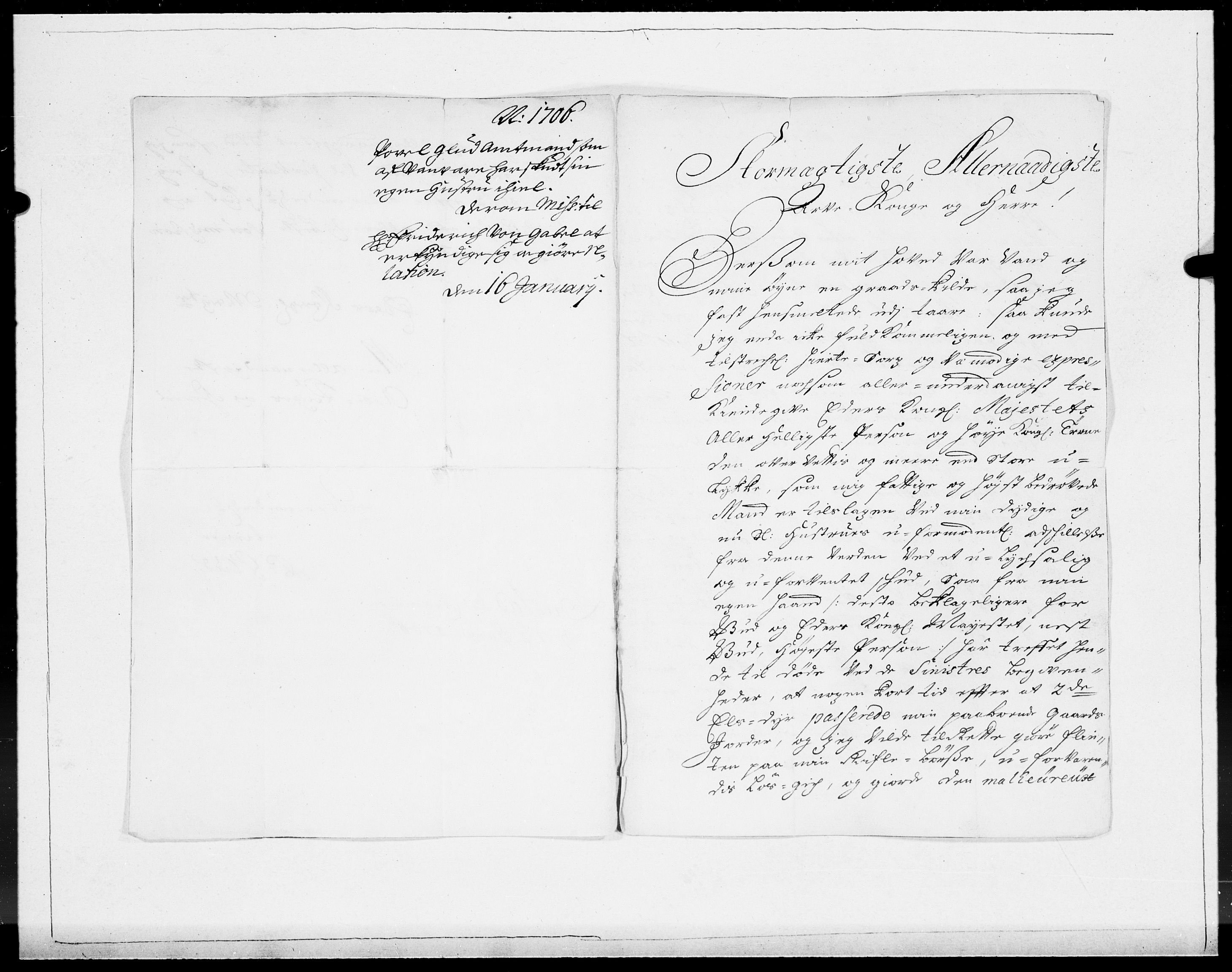 Danske Kanselli 1572-1799, AV/RA-EA-3023/F/Fc/Fcc/Fcca/L0060: Norske innlegg 1572-1799, Mgl. nov.-des., 1706, s. 8
