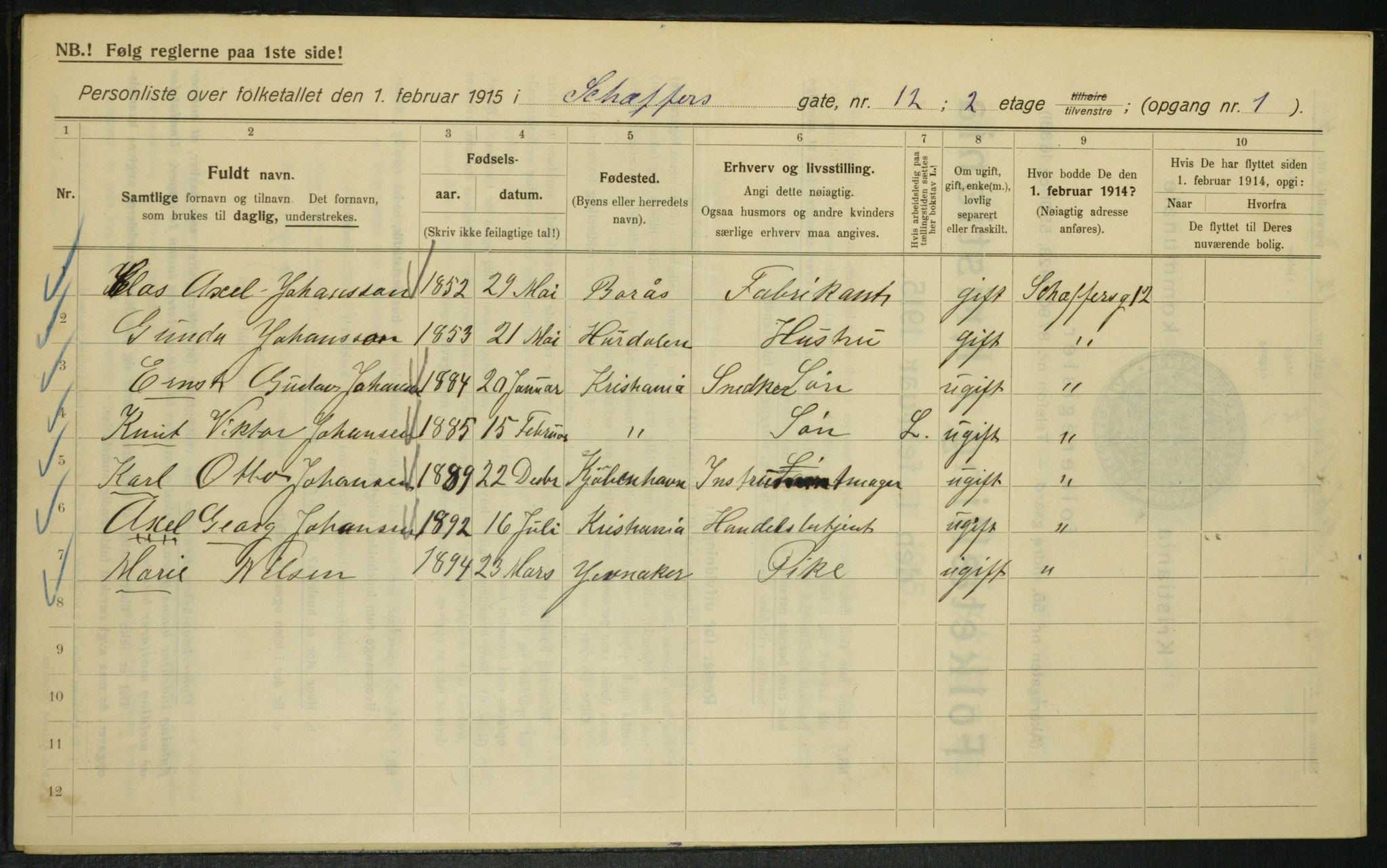 OBA, Kommunal folketelling 1.2.1915 for Kristiania, 1915, s. 93058