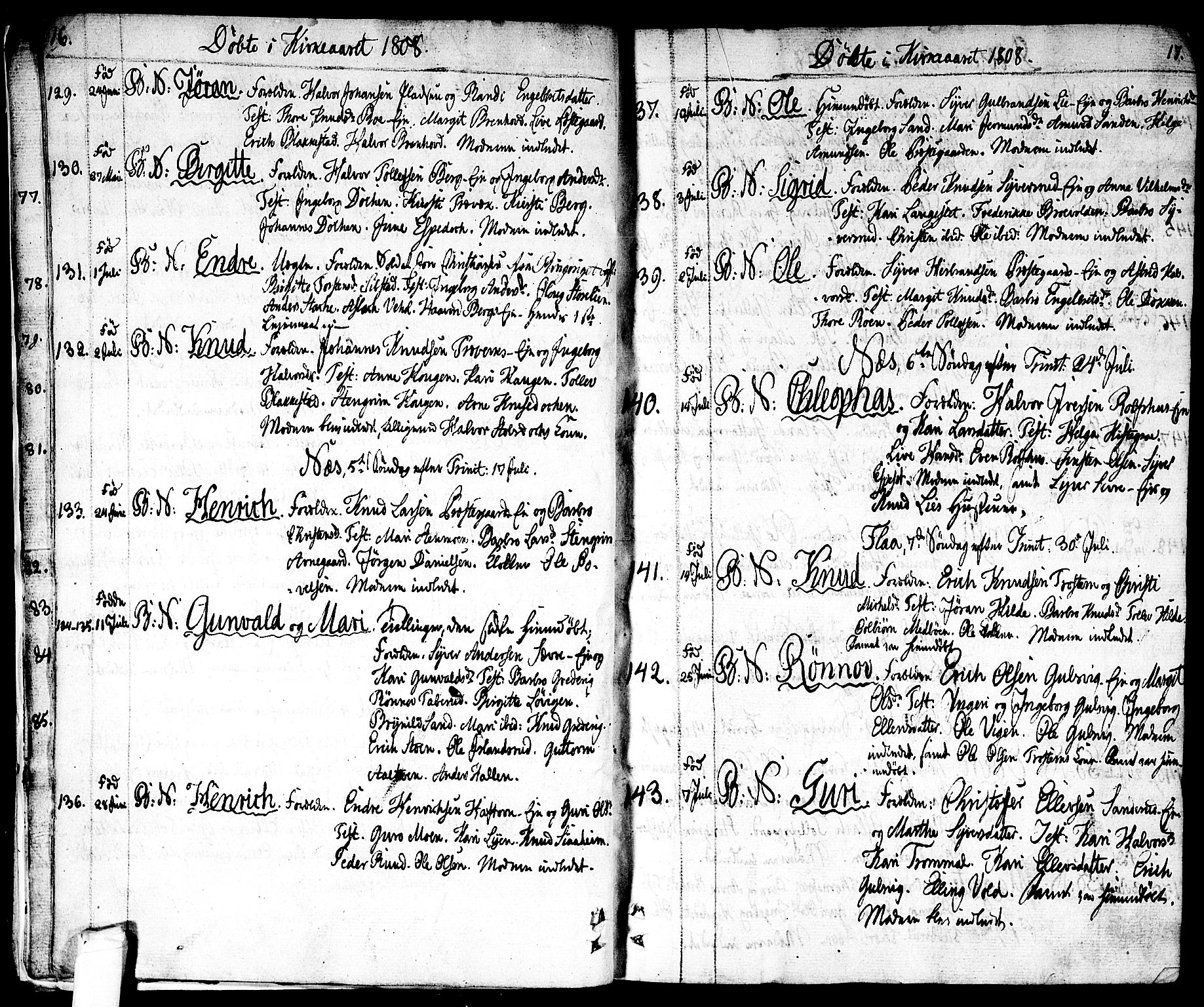 Nes kirkebøker, SAKO/A-236/F/Fa/L0006: Ministerialbok nr. 6, 1808-1814, s. 16-17