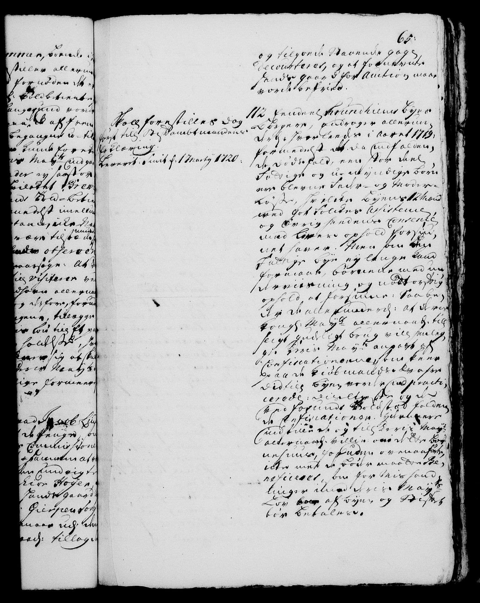 Rentekammeret, Kammerkanselliet, RA/EA-3111/G/Gh/Gha/L0001: Norsk ekstraktmemorialprotokoll, sak. 1-375 (merket RK 53.46), 1720, s. 65