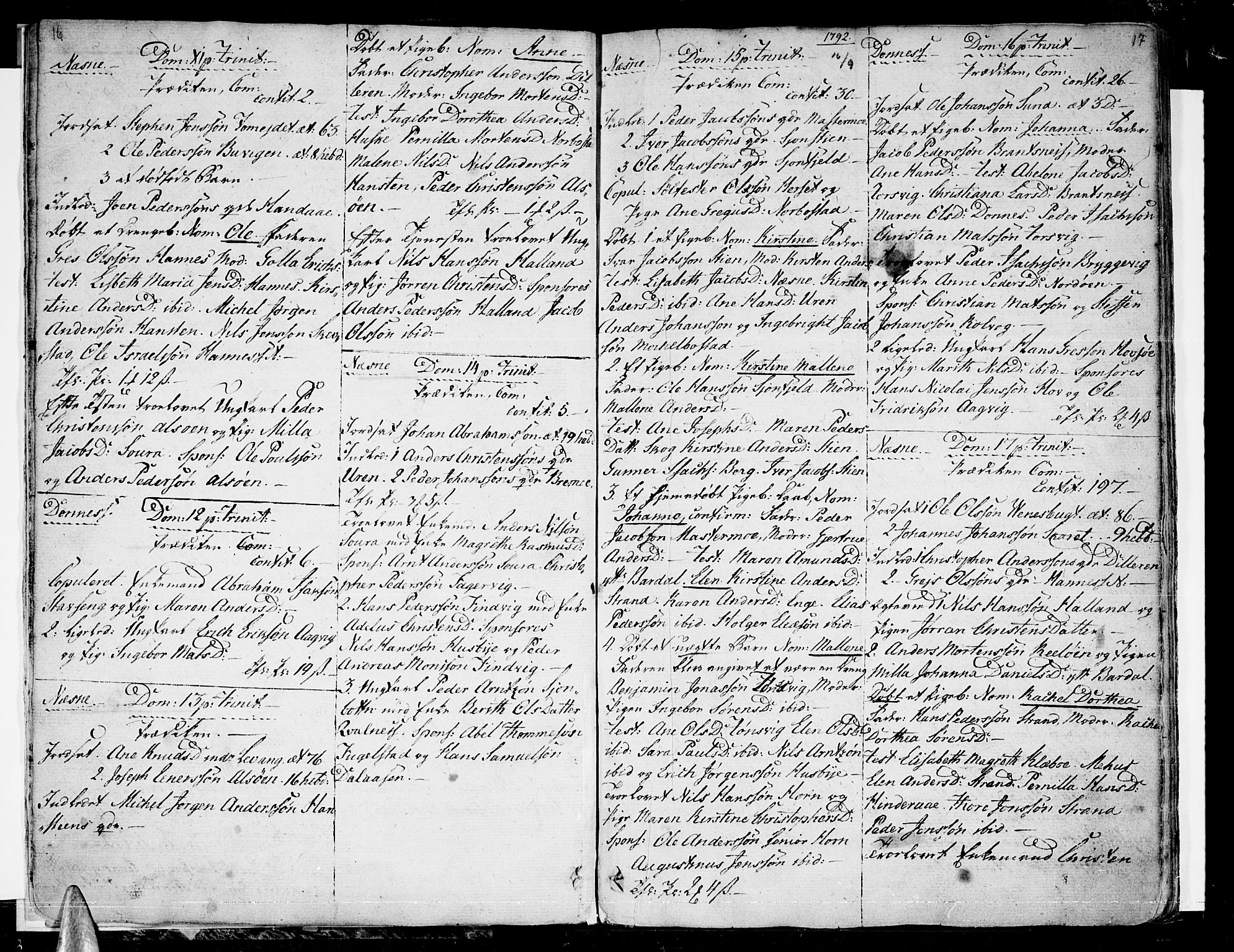 Ministerialprotokoller, klokkerbøker og fødselsregistre - Nordland, AV/SAT-A-1459/838/L0545: Ministerialbok nr. 838A04, 1791-1820, s. 16-17