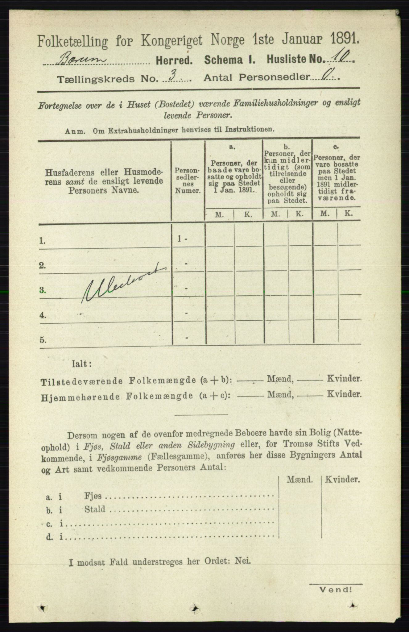 RA, Folketelling 1891 for 0219 Bærum herred, 1891, s. 1911