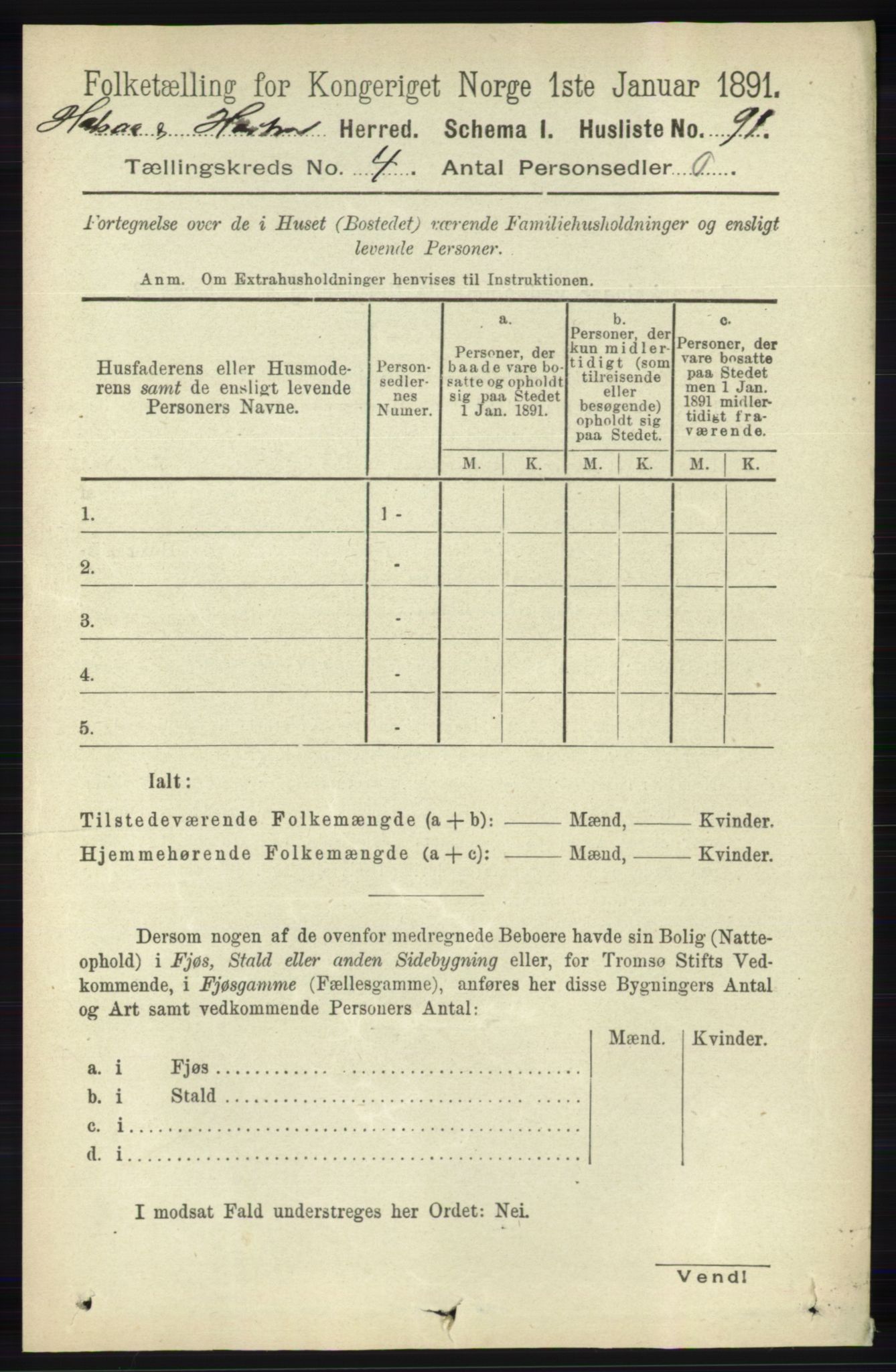 RA, Folketelling 1891 for 1019 Halse og Harkmark herred, 1891, s. 1489