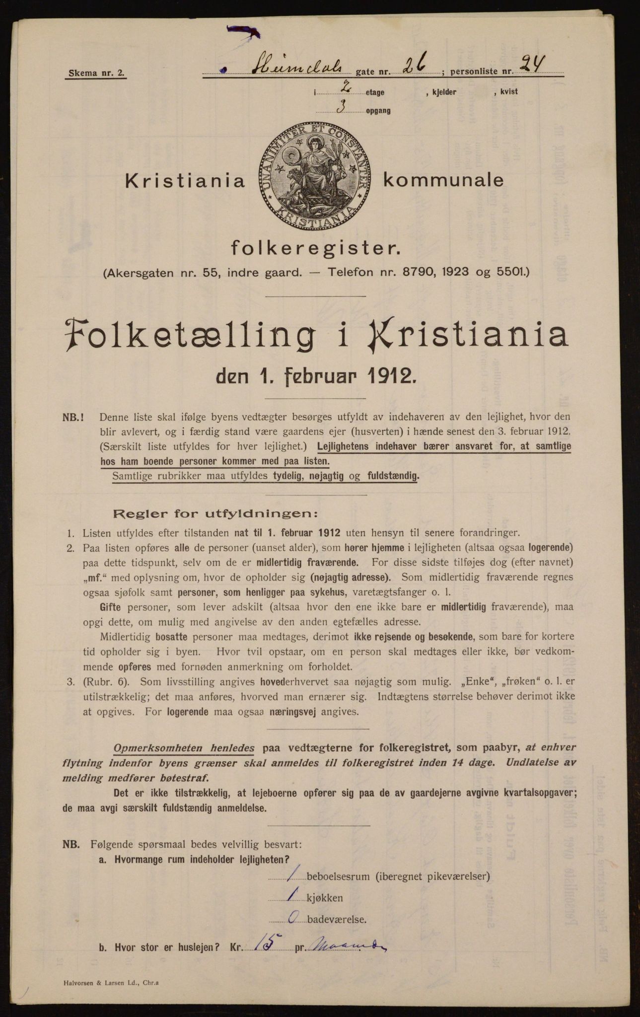 OBA, Kommunal folketelling 1.2.1912 for Kristiania, 1912, s. 37191