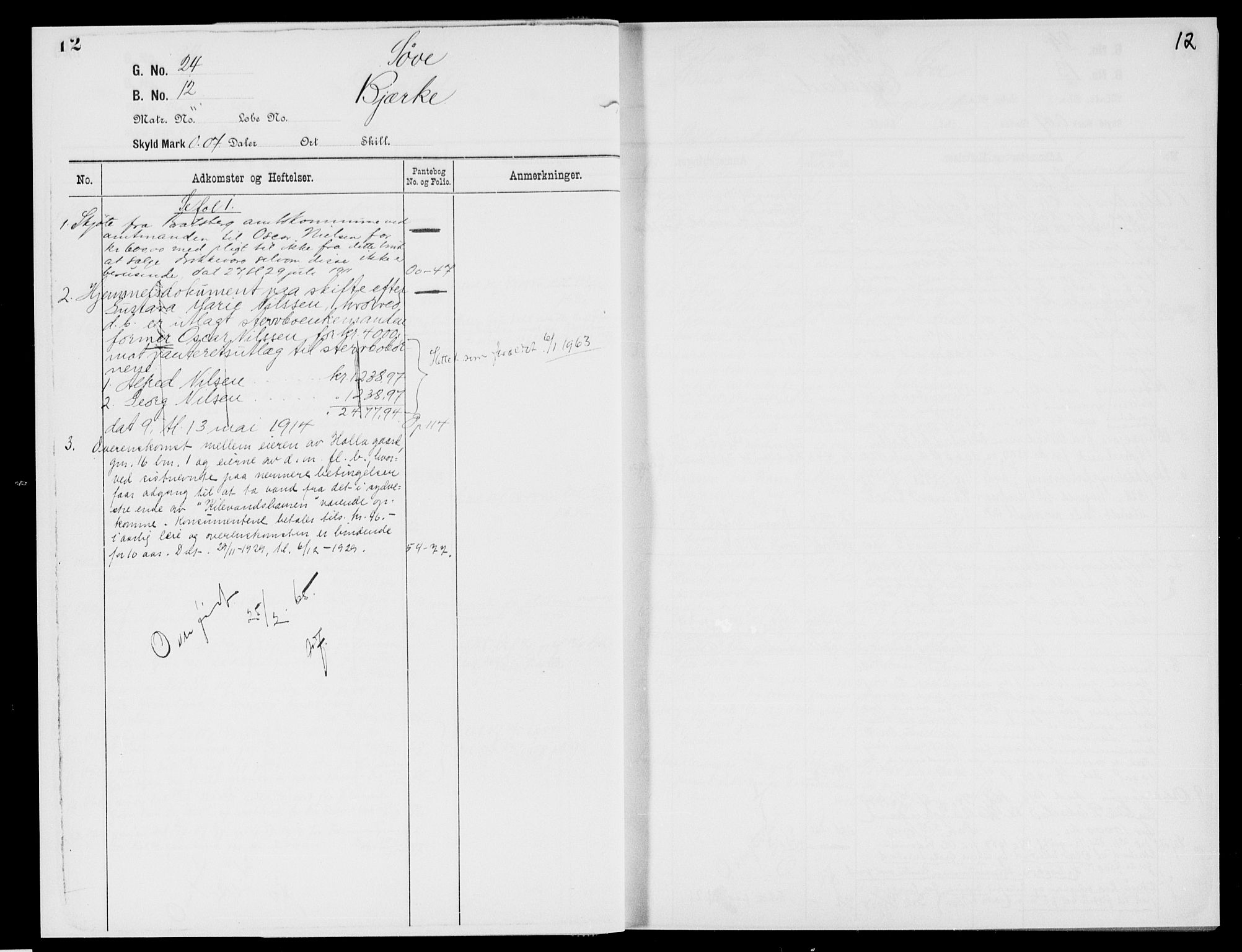 Nedre Telemark sorenskriveri, AV/SAKO-A-135/G/Gb/Gbg/L0002: Panteregister nr. VII 2, s. 12