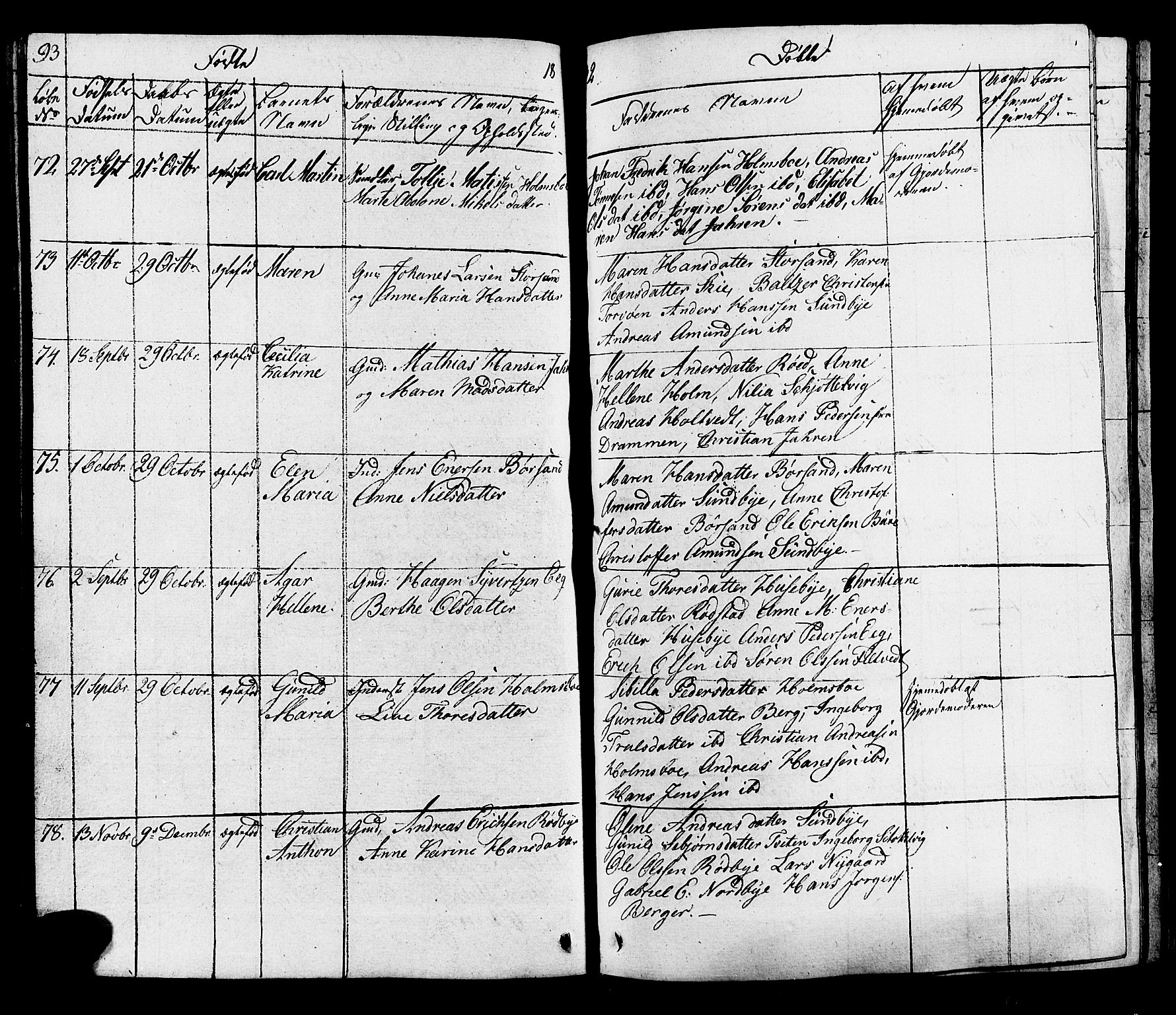 Hurum kirkebøker, AV/SAKO-A-229/G/Ga/L0002: Klokkerbok nr. I 2, 1827-1857, s. 93