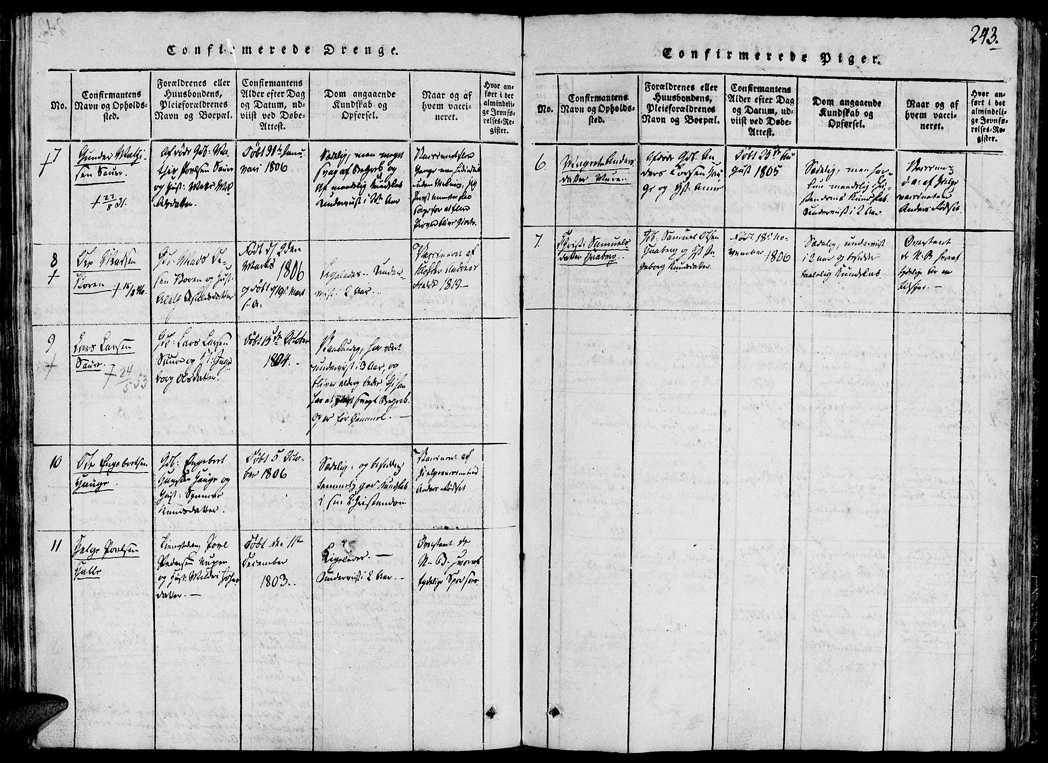 Ministerialprotokoller, klokkerbøker og fødselsregistre - Møre og Romsdal, AV/SAT-A-1454/503/L0033: Ministerialbok nr. 503A01, 1816-1841, s. 243