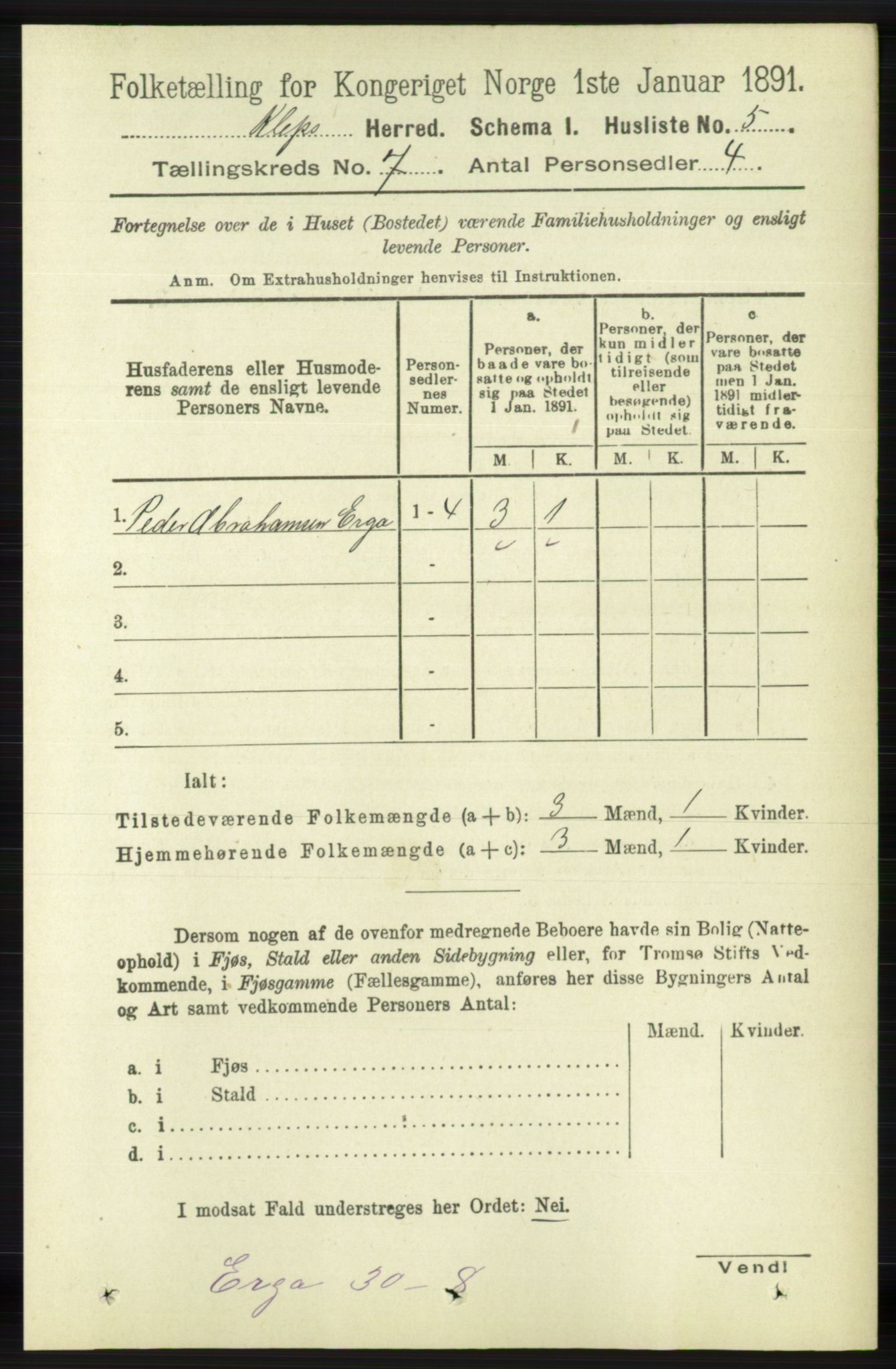 RA, Folketelling 1891 for 1120 Klepp herred, 1891, s. 2060