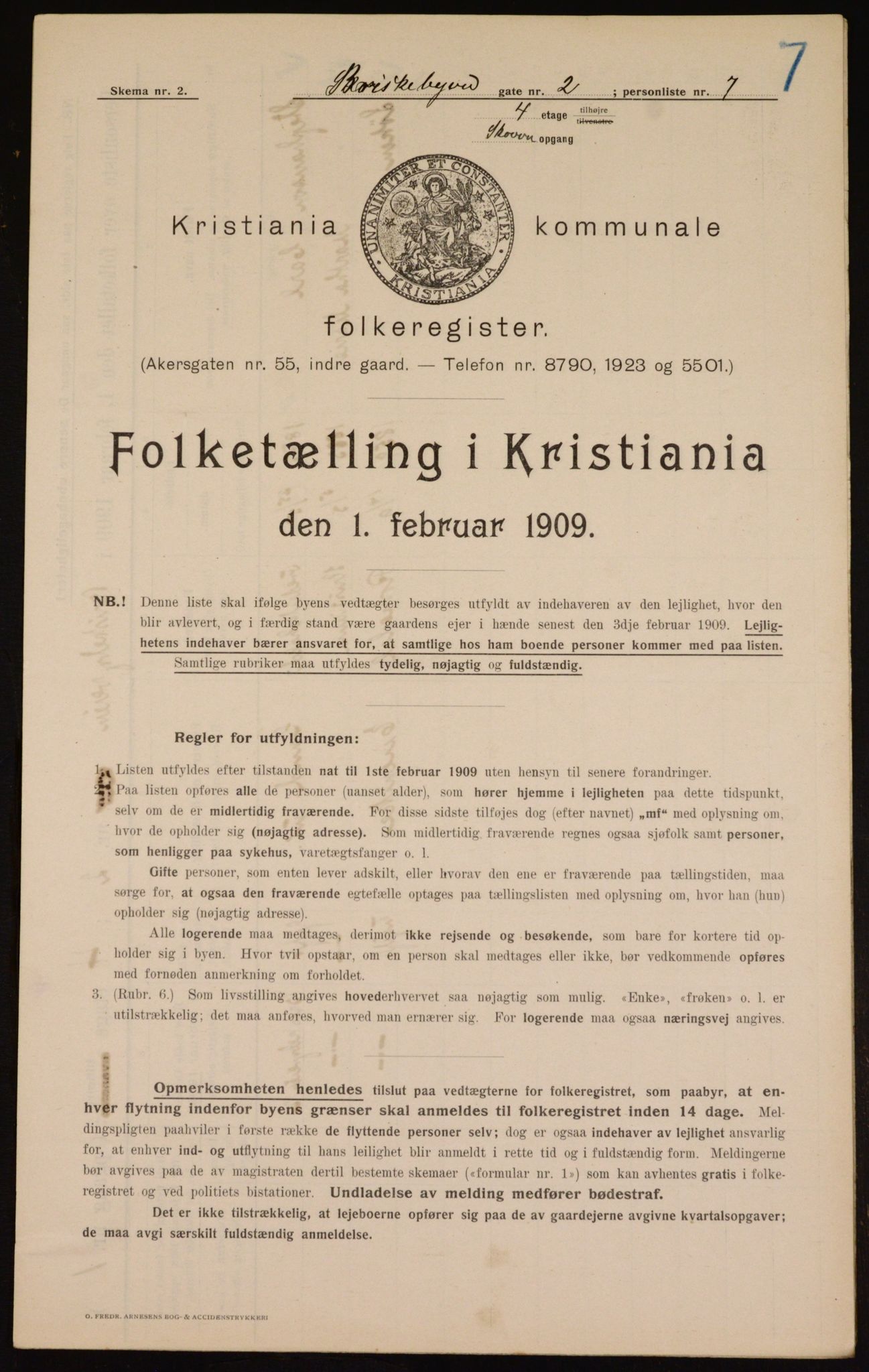 OBA, Kommunal folketelling 1.2.1909 for Kristiania kjøpstad, 1909, s. 8540