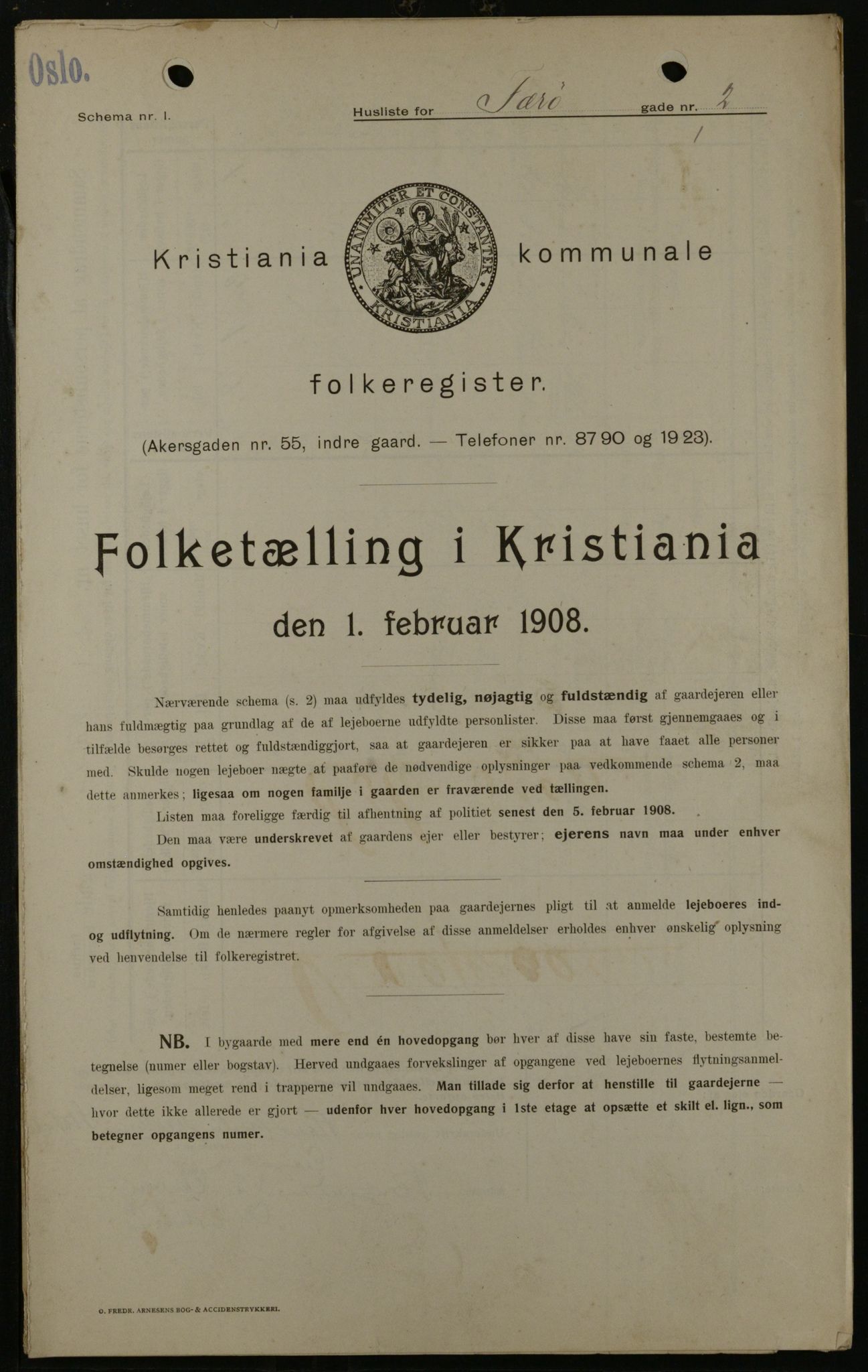 OBA, Kommunal folketelling 1.2.1908 for Kristiania kjøpstad, 1908, s. 25700