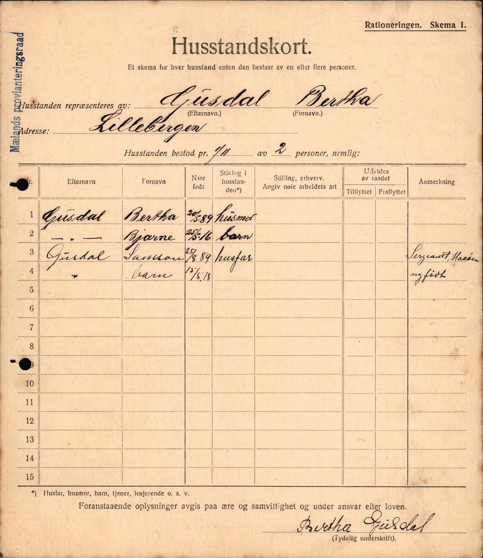 IKAH, Meland kommune, Provianteringsrådet, Husstander per 01.11.1917, 1917-1918, s. 293