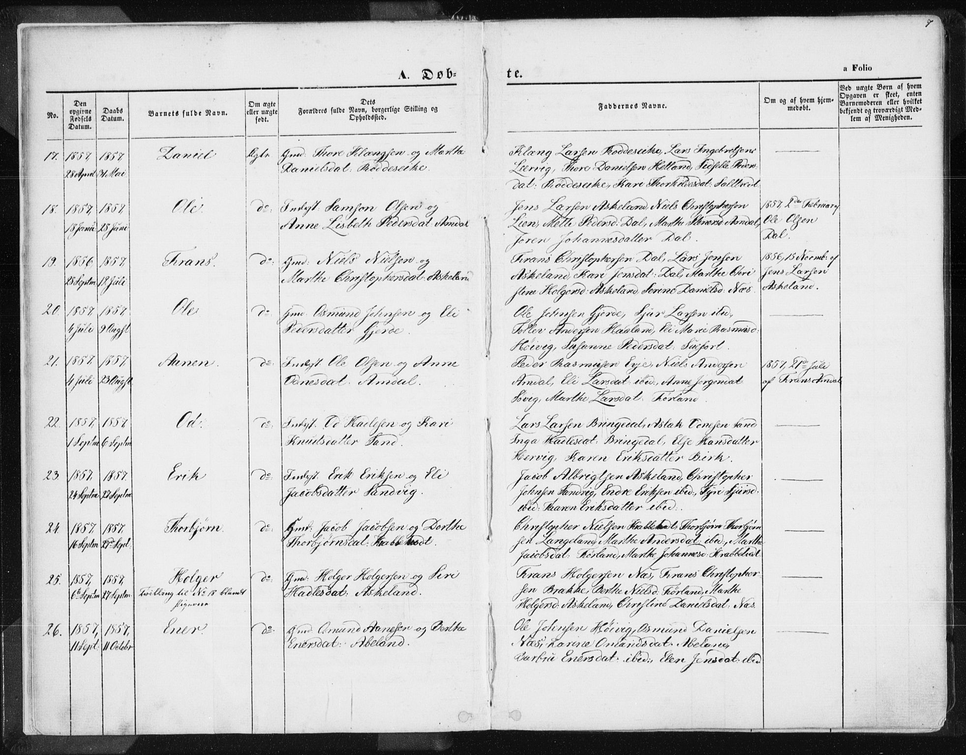 Tysvær sokneprestkontor, AV/SAST-A -101864/H/Ha/Haa/L0003: Ministerialbok nr. A 3, 1856-1865, s. 7