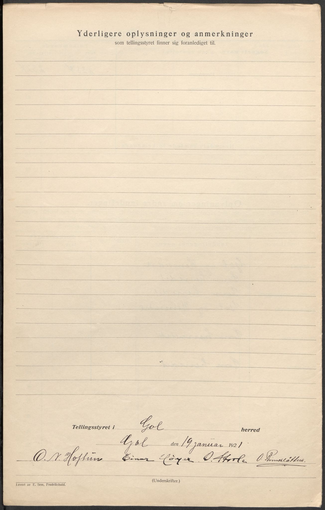 SAKO, Folketelling 1920 for 0617 Gol herred, 1920, s. 4