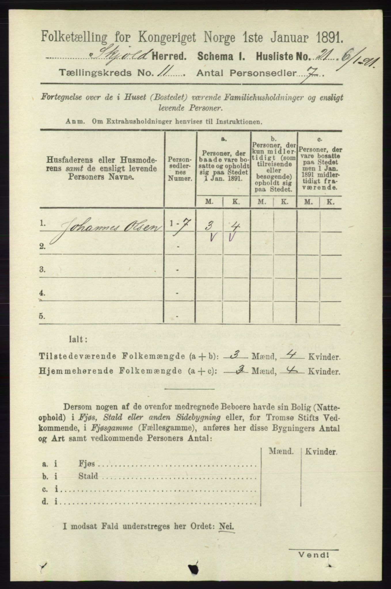 RA, Folketelling 1891 for 1154 Skjold herred, 1891, s. 2056