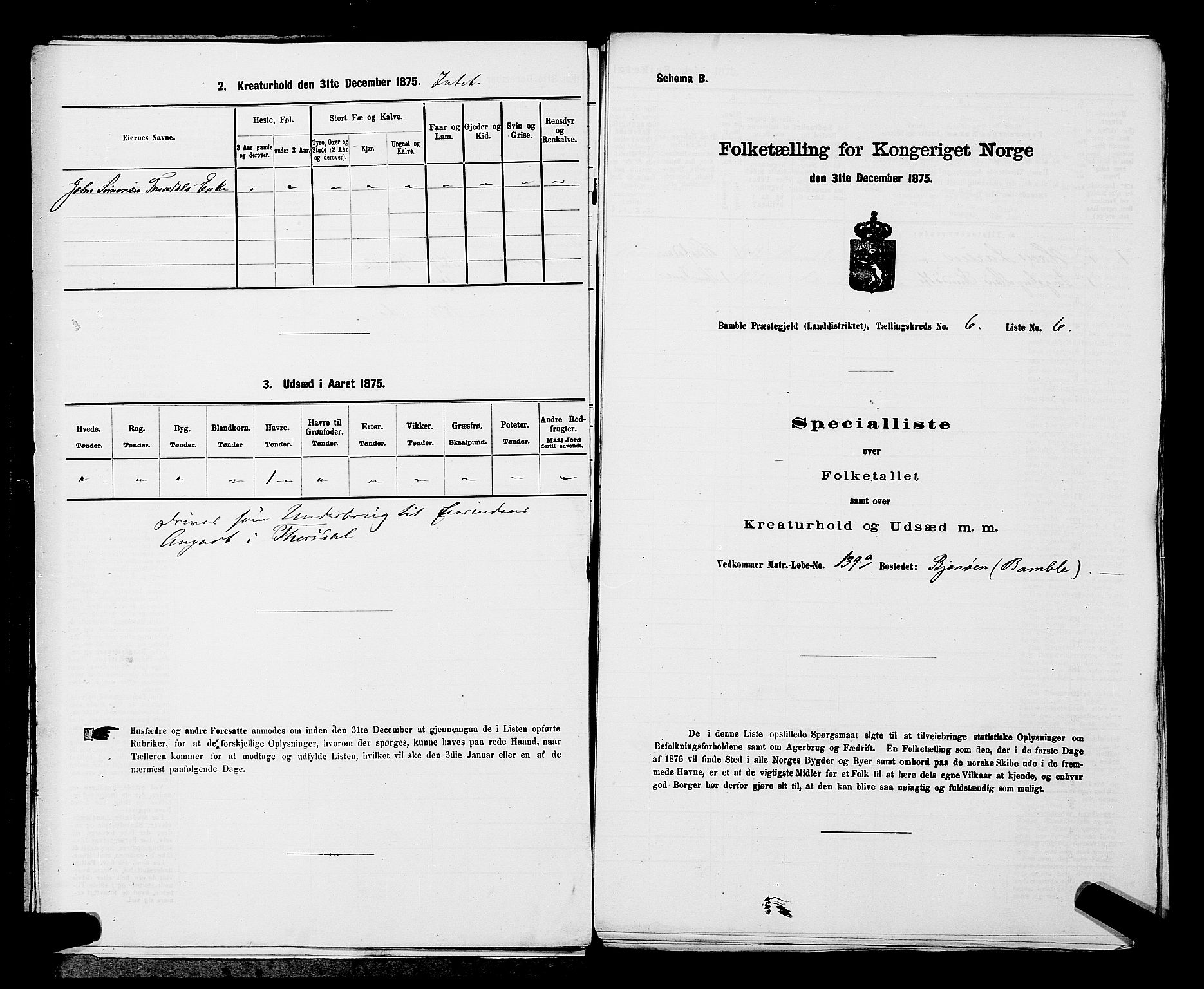 SAKO, Folketelling 1875 for 0814L Bamble prestegjeld, Bamble sokn, 1875, s. 871