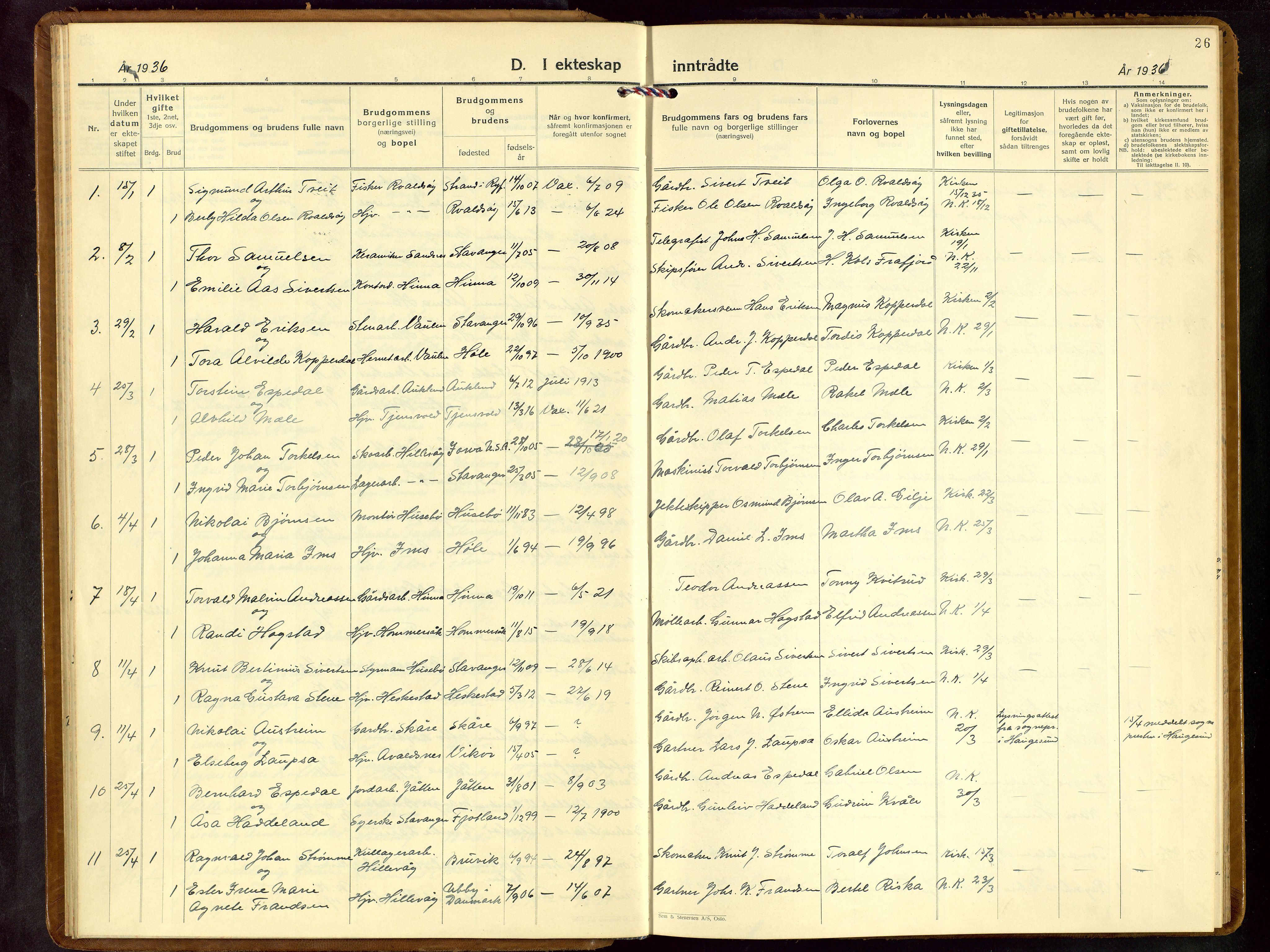 Hetland sokneprestkontor, SAST/A-101826/30/30BB/L0013: Klokkerbok nr. B 13, 1931-1952, s. 26