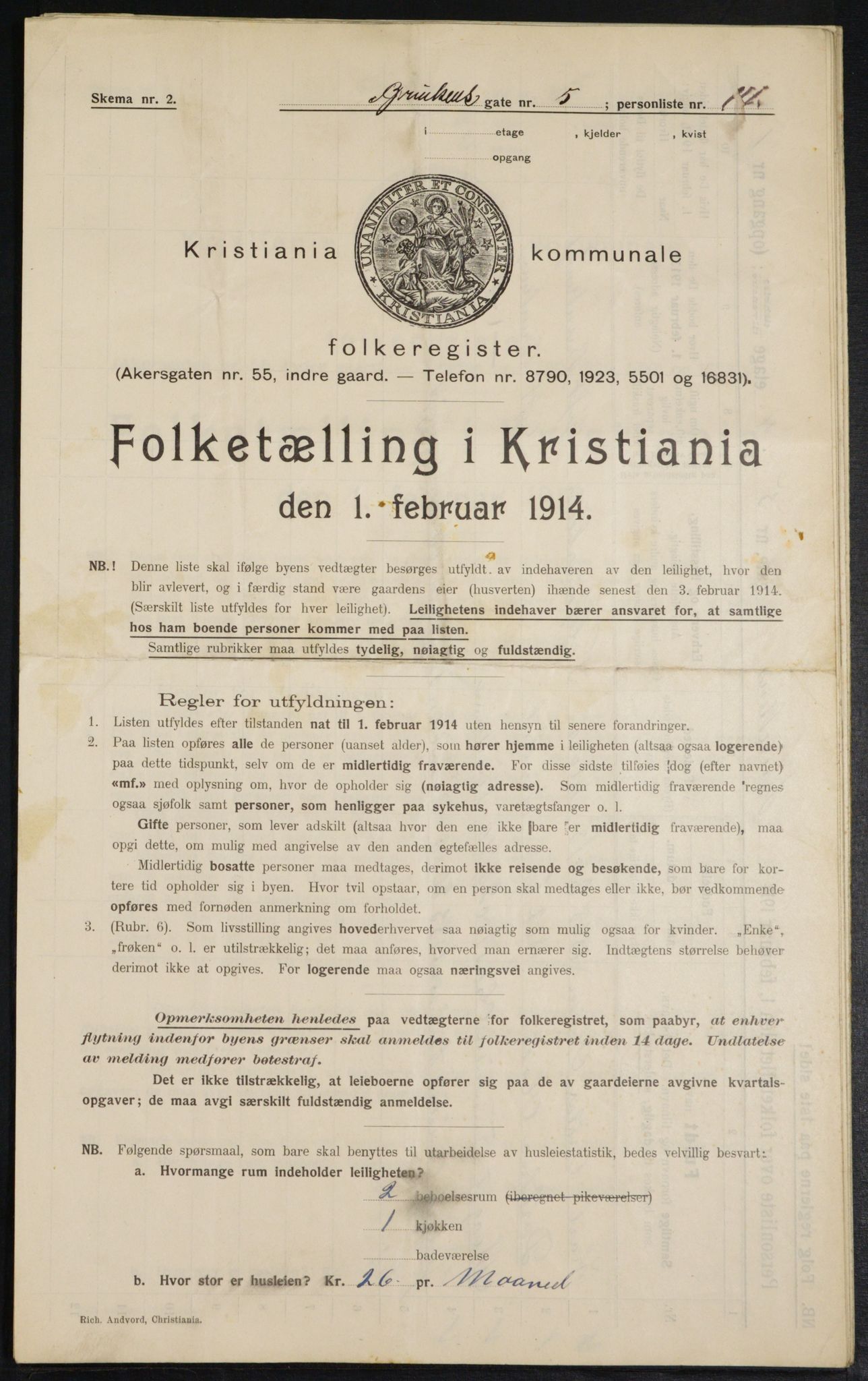 OBA, Kommunal folketelling 1.2.1914 for Kristiania, 1914, s. 8834