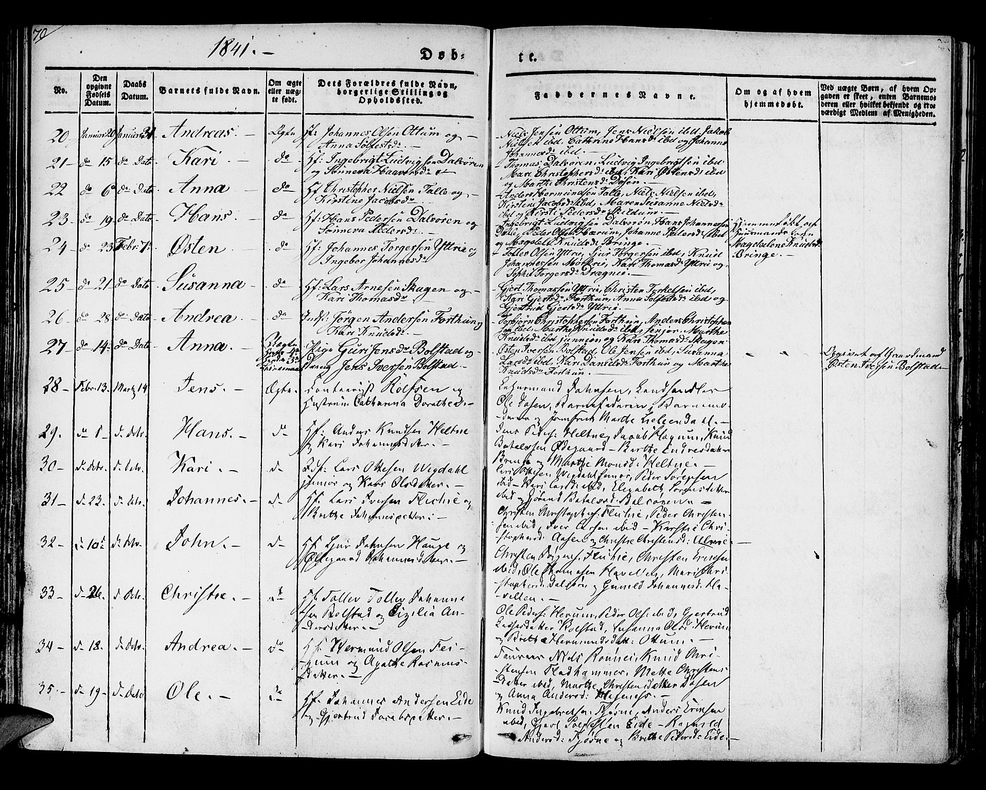 Luster sokneprestembete, AV/SAB-A-81101/H/Haa/Haaa/L0005: Ministerialbok nr. A 5, 1831-1841, s. 70