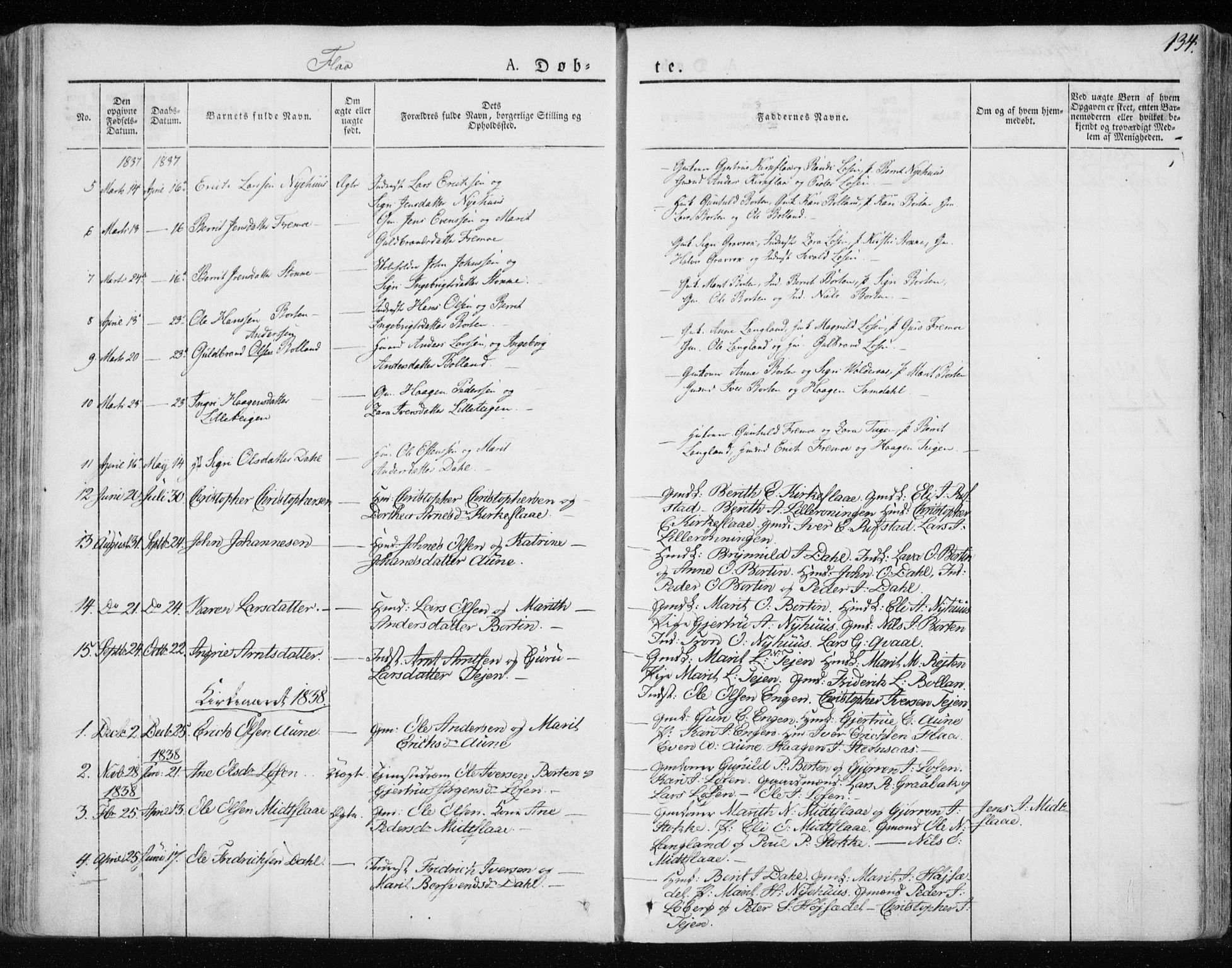 Ministerialprotokoller, klokkerbøker og fødselsregistre - Sør-Trøndelag, SAT/A-1456/691/L1069: Ministerialbok nr. 691A04, 1826-1841, s. 134
