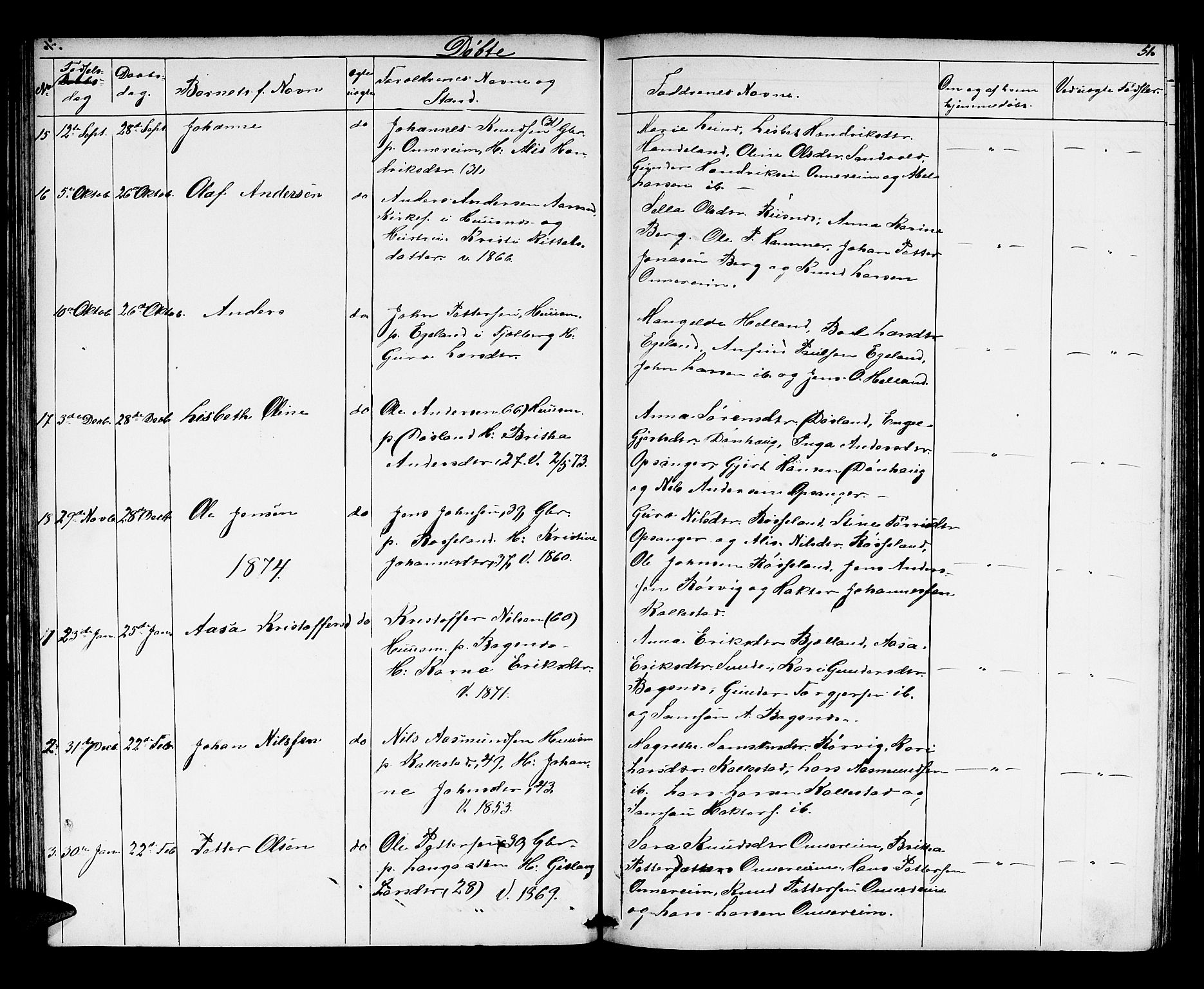 Husnes Sokneprestembete, AV/SAB-A-75901/H/Hab: Klokkerbok nr. A 1, 1856-1880, s. 51