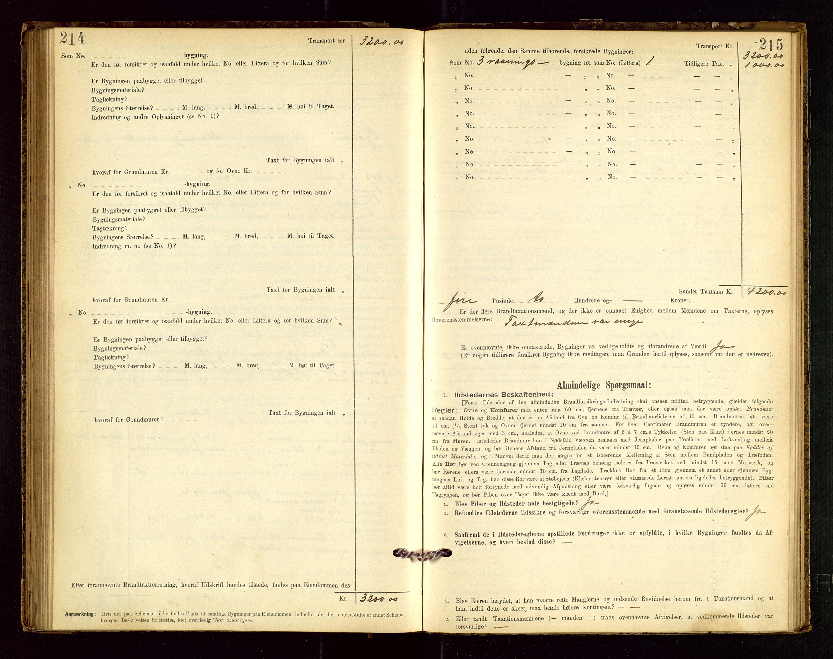 Tysvær lensmannskontor, AV/SAST-A-100192/Gob/L0001: "Brandtaxationsprotokol for Tysvær Lensmandsdistrikt Ryfylke Fogderi", 1894-1916, s. 214-215