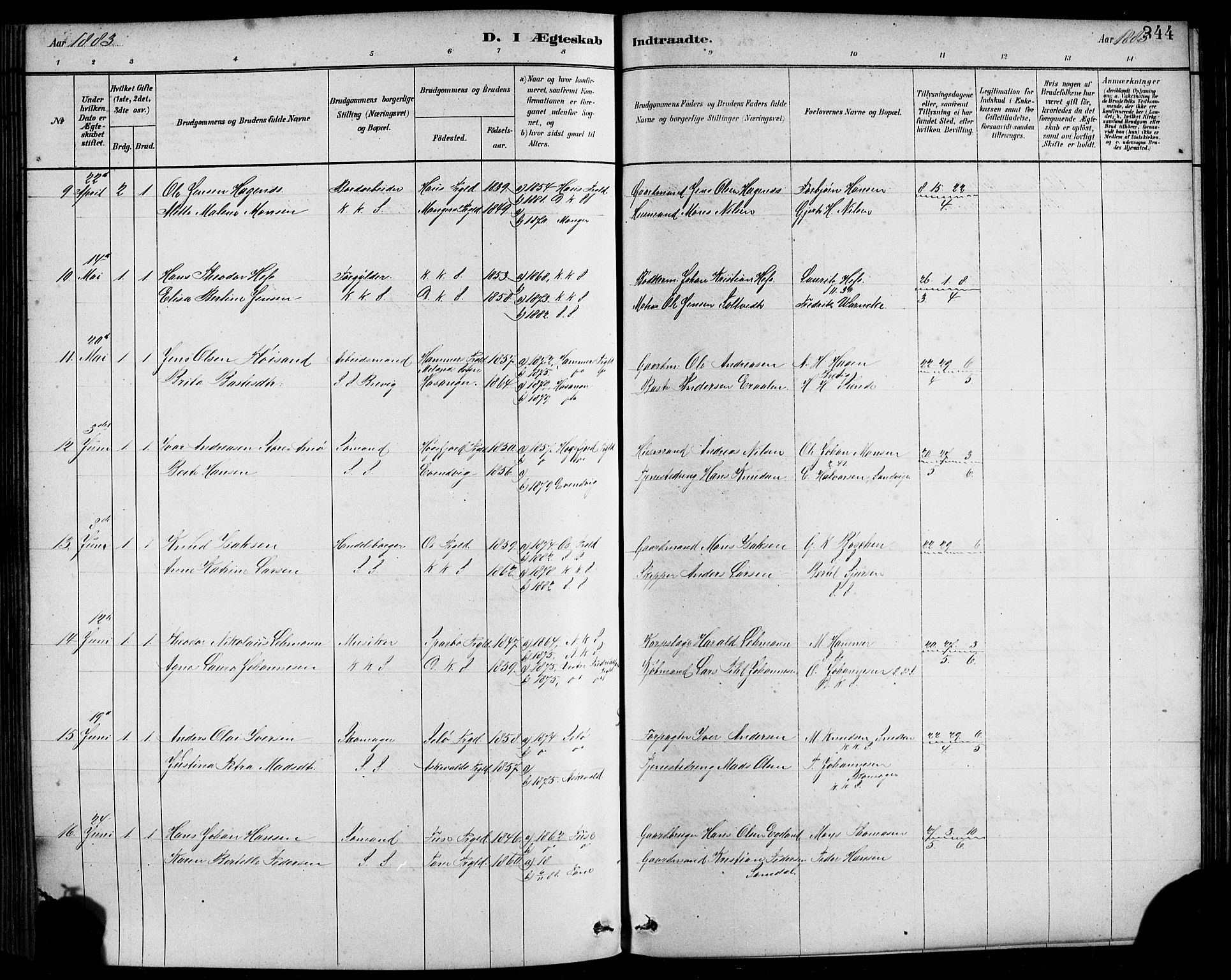 Sandviken Sokneprestembete, AV/SAB-A-77601/H/Hb/L0001: Klokkerbok nr. A 2, 1879-1892, s. 344