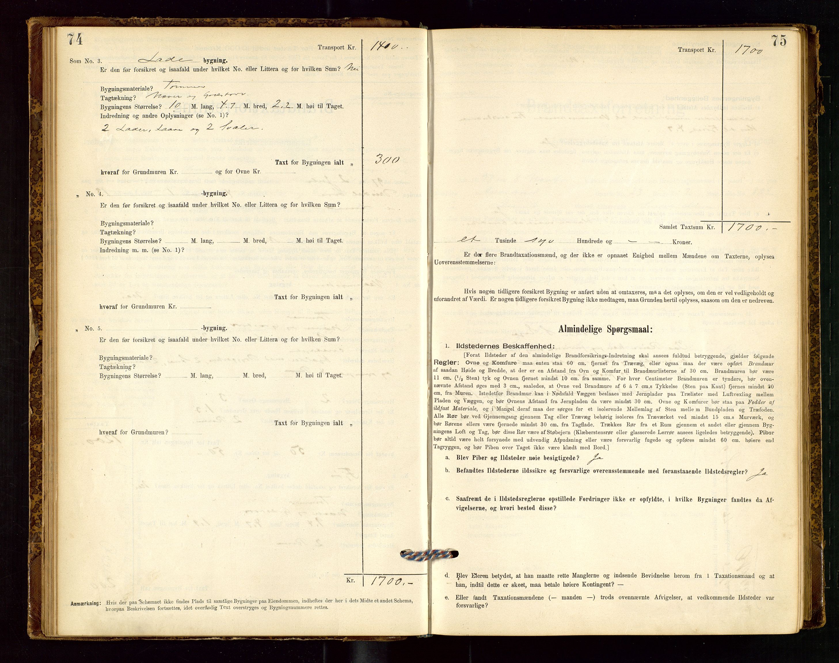 Lund lensmannskontor, SAST/A-100303/Gob/L0001: "Brandtakstprotokol", 1894-1907, s. 74-75