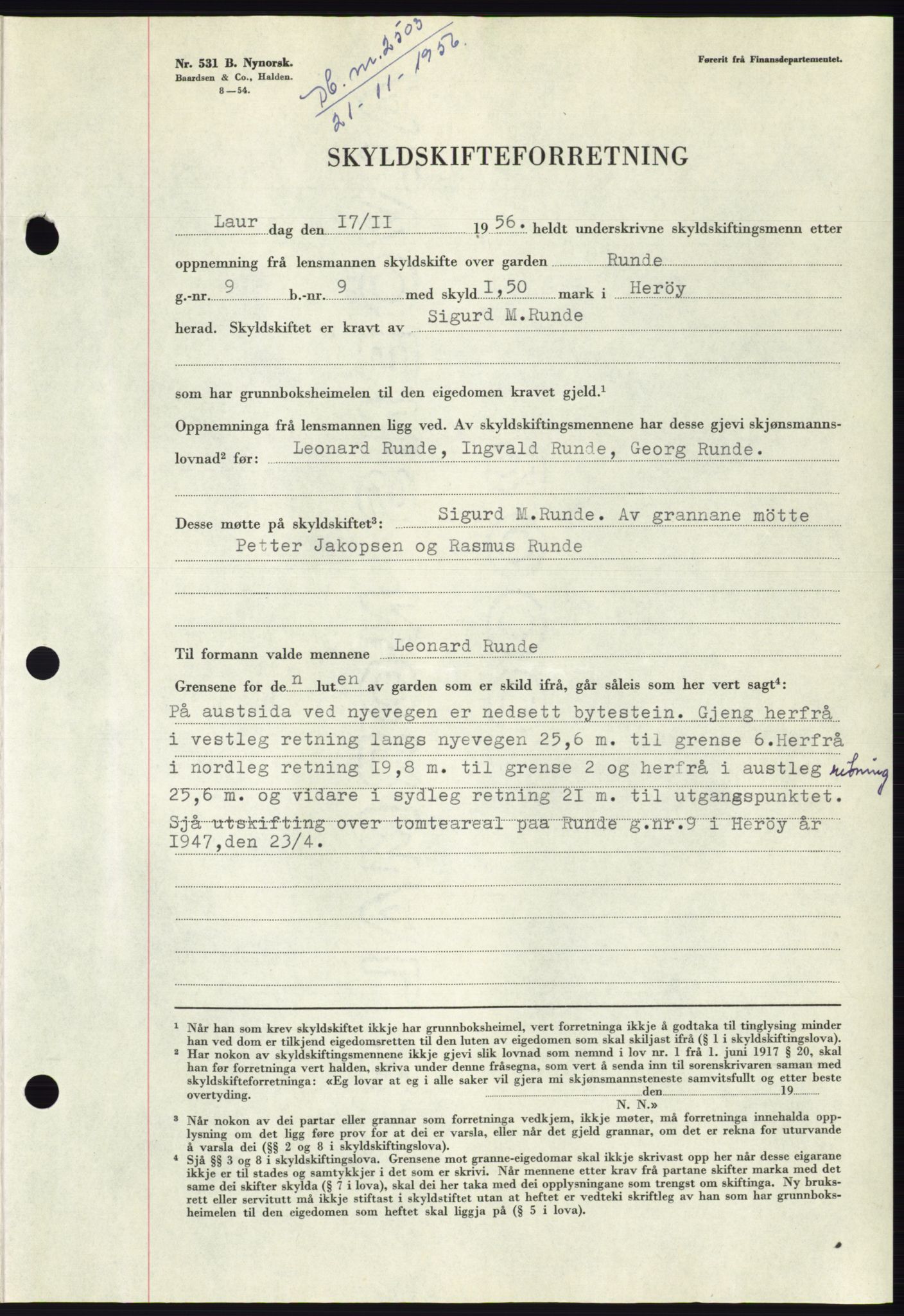 Søre Sunnmøre sorenskriveri, AV/SAT-A-4122/1/2/2C/L0105: Pantebok nr. 31A, 1956-1957, Dagboknr: 2503/1956