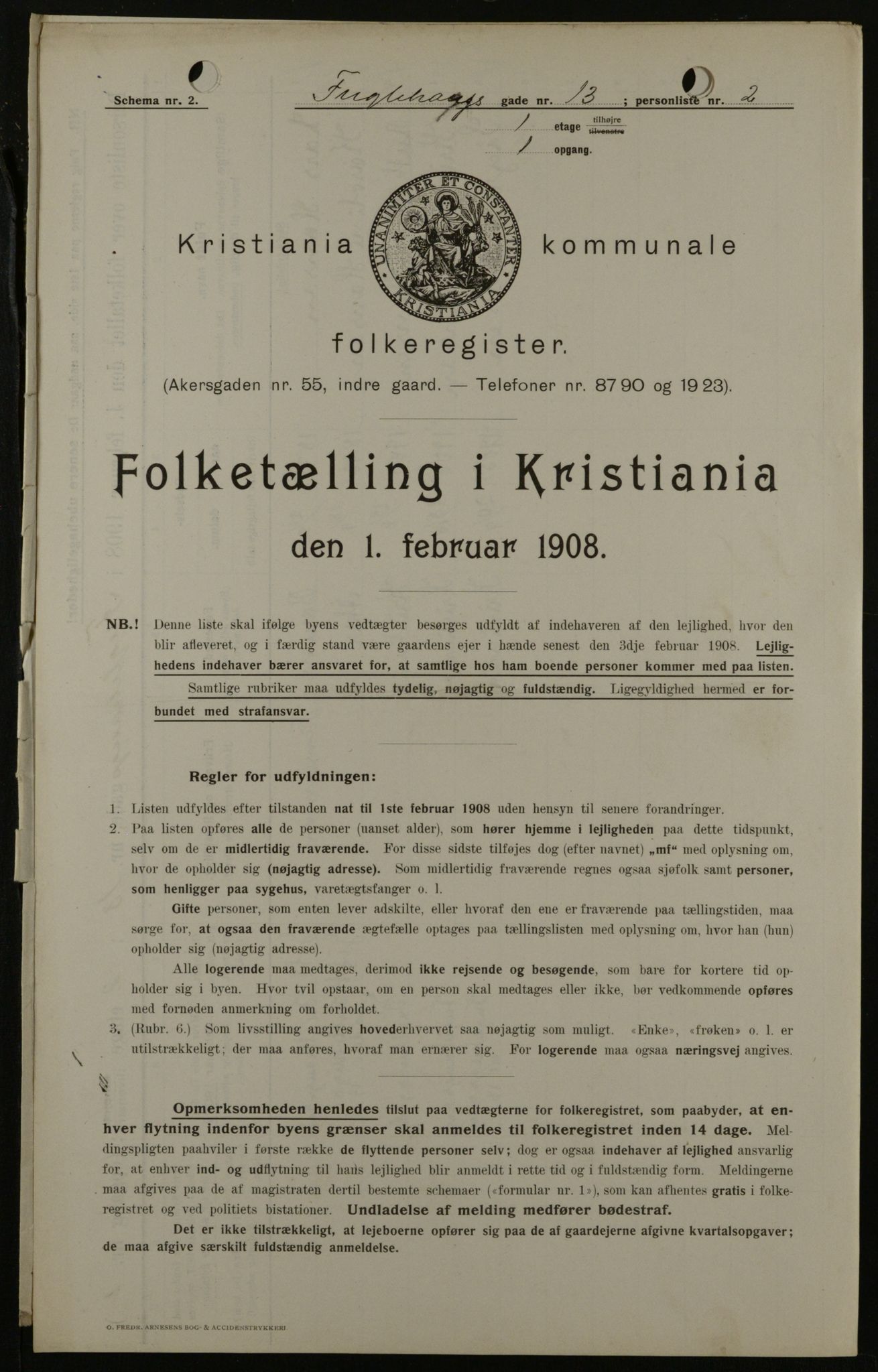 OBA, Kommunal folketelling 1.2.1908 for Kristiania kjøpstad, 1908, s. 25695