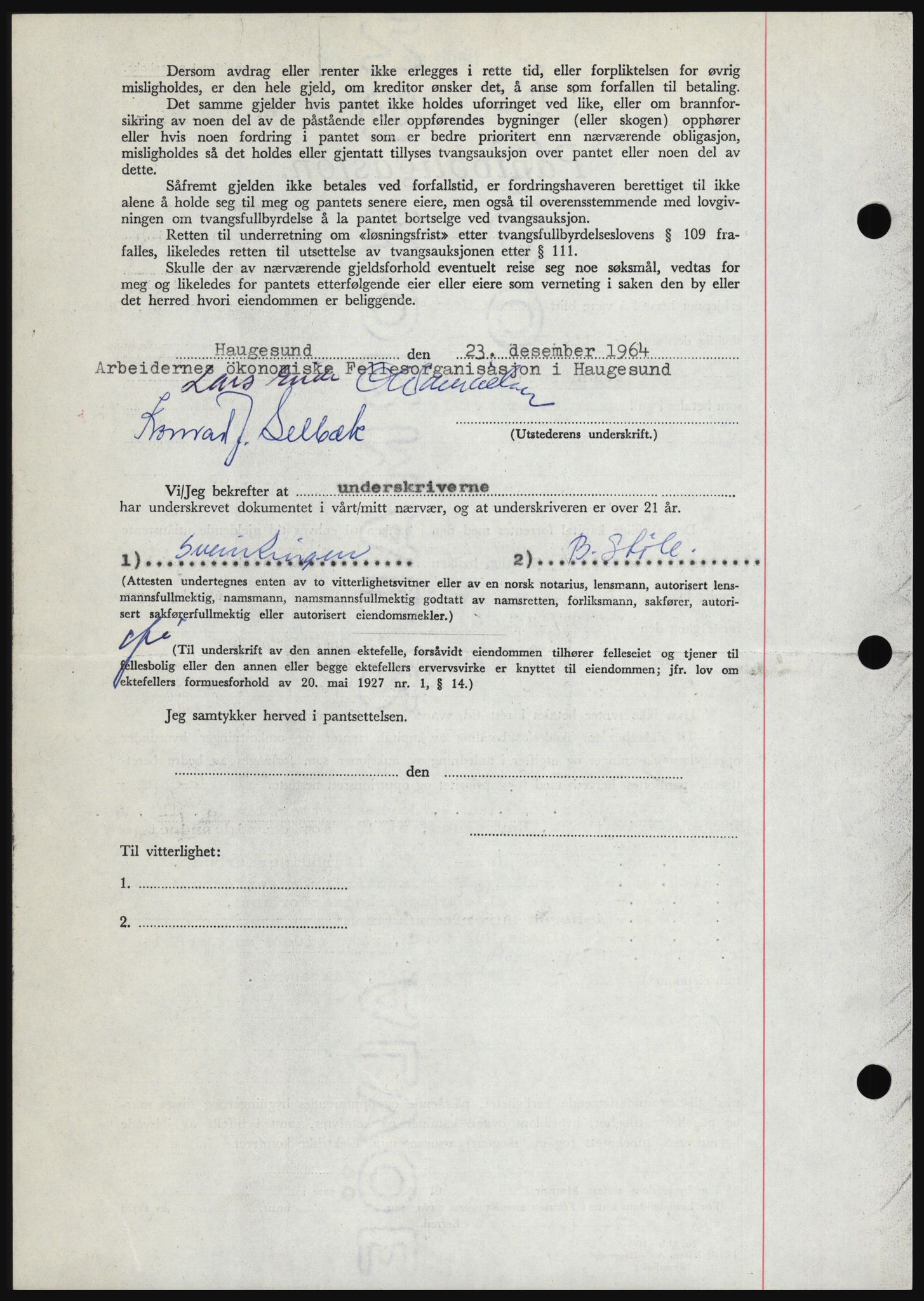 Haugesund tingrett, AV/SAST-A-101415/01/II/IIC/L0053: Pantebok nr. B 53, 1965-1965, Dagboknr: 58/1965