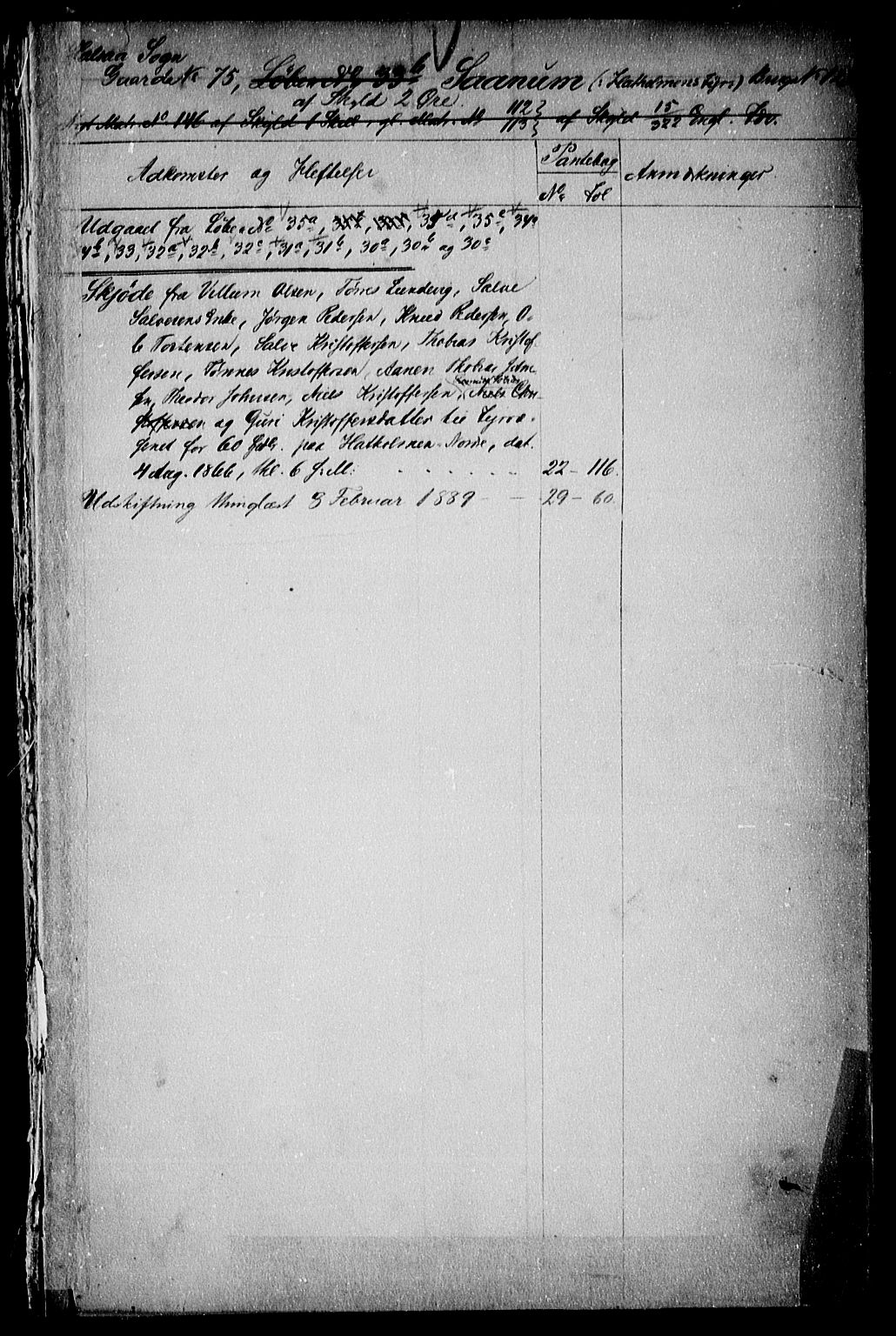 Mandal sorenskriveri, SAK/1221-0005/001/G/Ga/L0010: Panteregister nr. 10, 1861-1921, s. 1