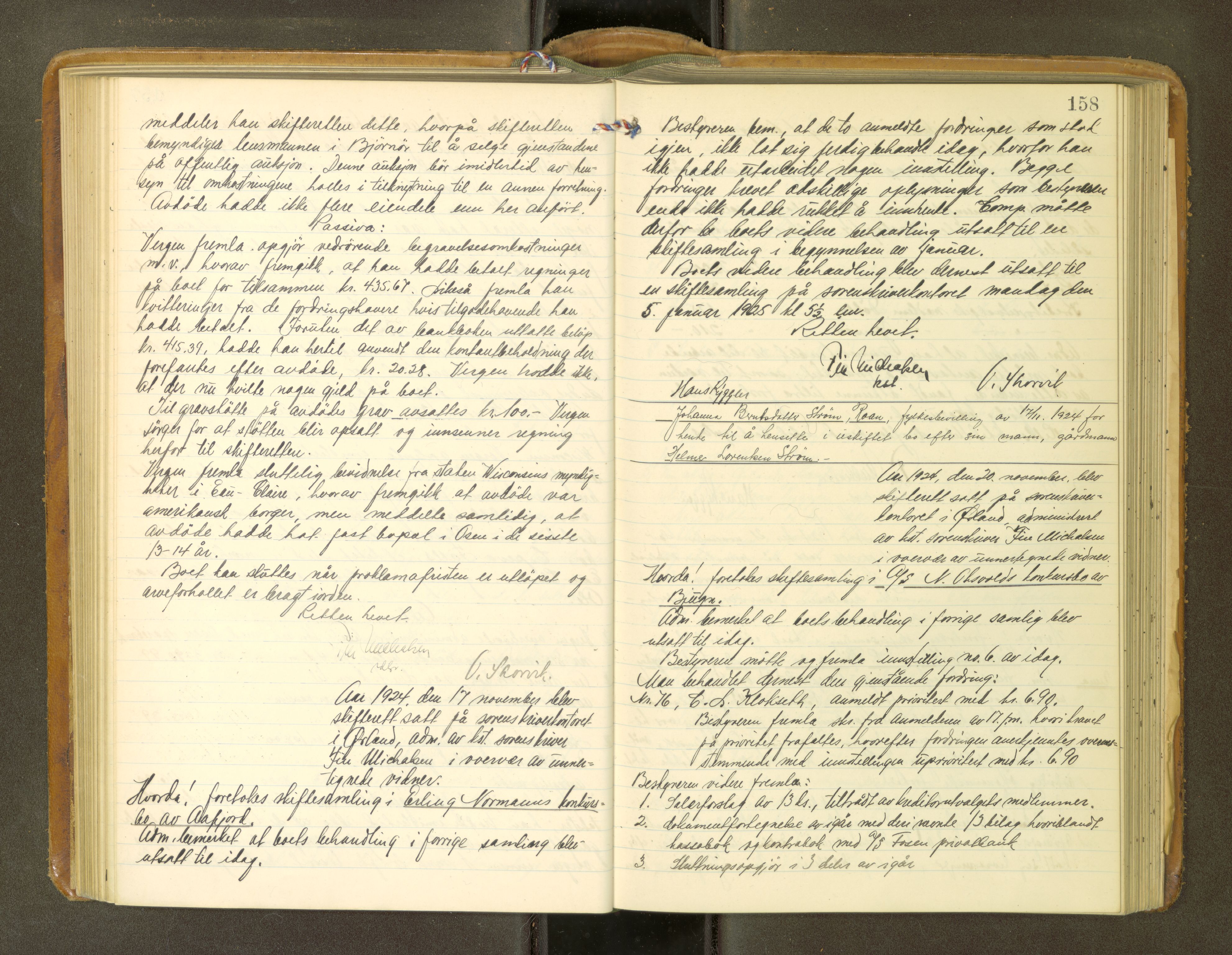 Fosen sorenskriveri, AV/SAT-A-1107/1/3/3B/L0013: Skiftebehandlingsprotokoll, 1923-1927, s. 158