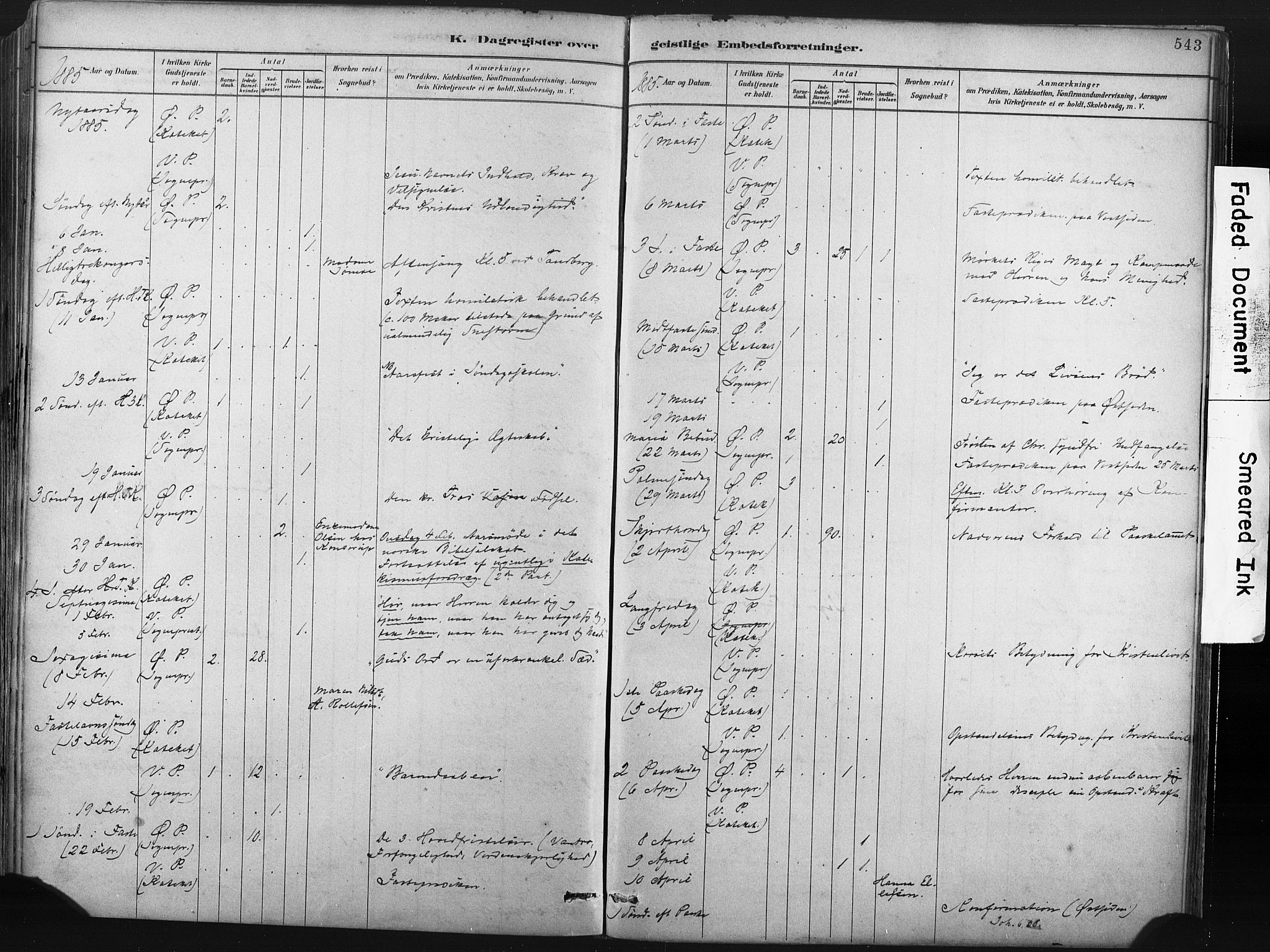 Porsgrunn kirkebøker , AV/SAKO-A-104/F/Fa/L0008: Ministerialbok nr. 8, 1878-1895, s. 543