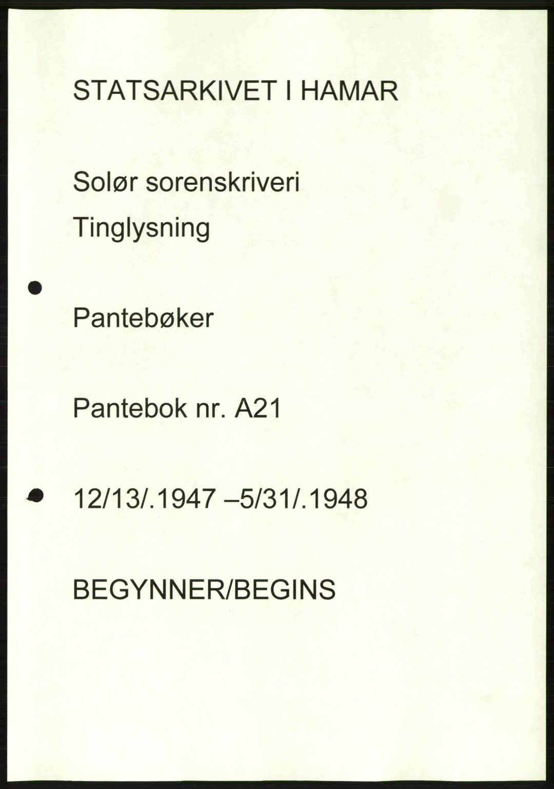 Solør tingrett, AV/SAH-TING-008/H/Hb/Hbb/L0021: Pantebok nr. A21, 1947-1948